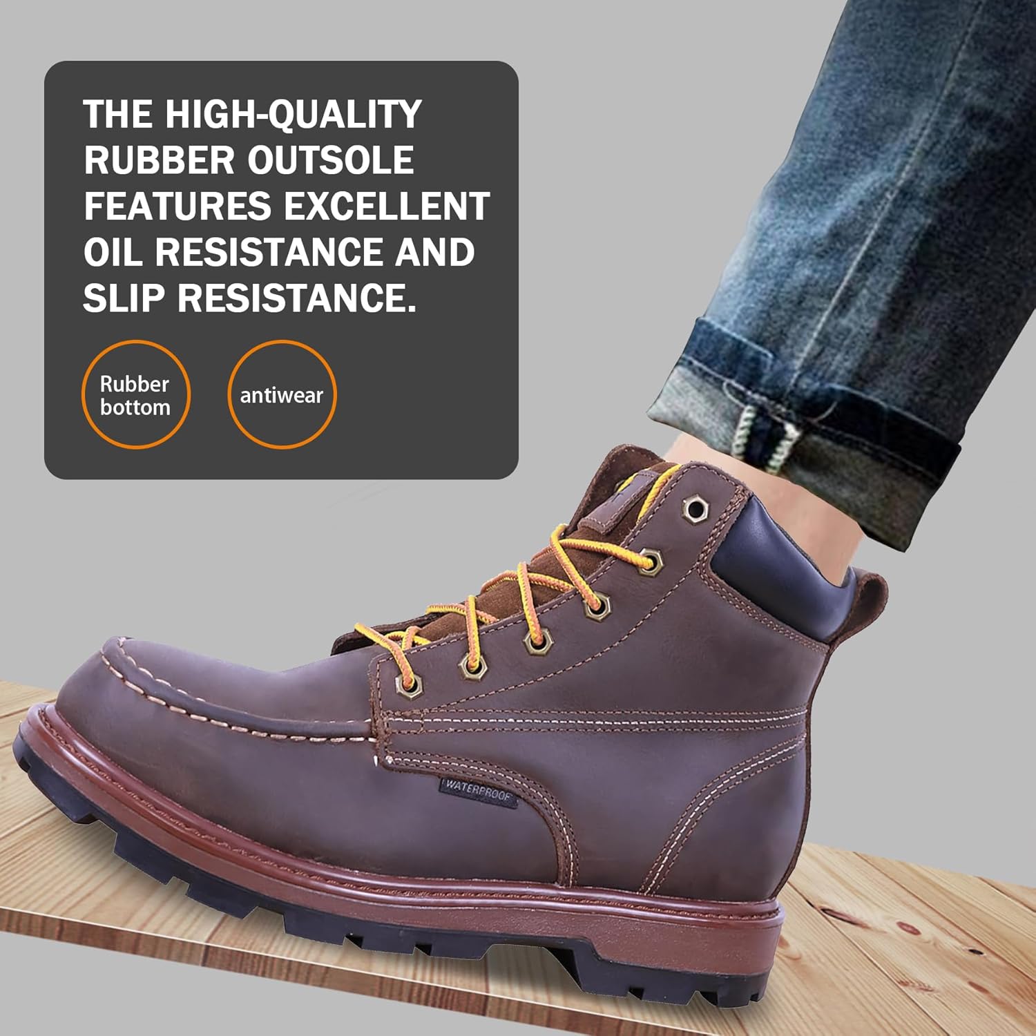 Mens Steel Toe Work Boots With 2 Different Insoles Waterproof Insulated Non Slip & Oil Resistant ASTM F2413 - Image 5