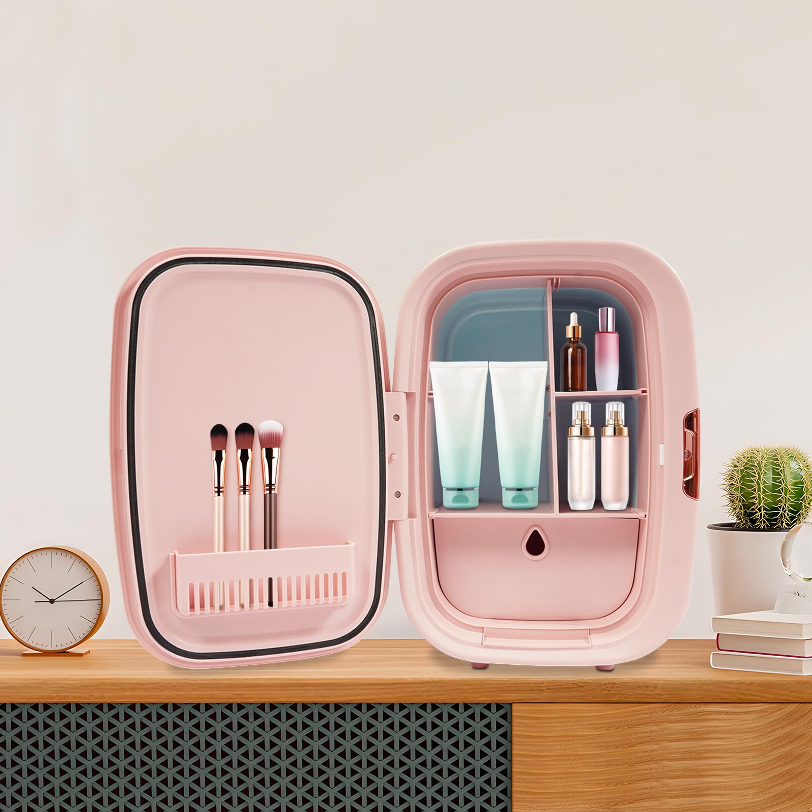 Kosmetik-Kühlschrank 12L-Skincare Fridge Beauty Kühlschrank für die häusliche Aufbewahrung, Kühl- als auch Heizfunktion für Makeup Lippenstif, Getränken und Medikamenten