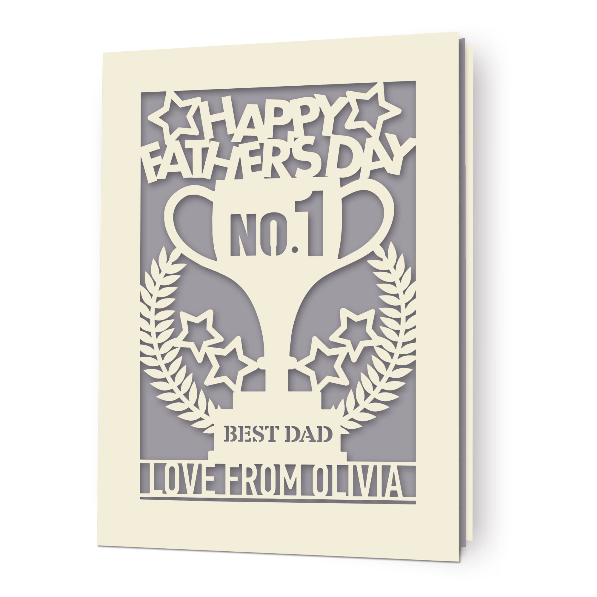 Personalised Father's Day Card for Dad Fathers Day Custom Gift for Daddy Father Papa Poppa Man Men Grandpa Grandfather Greeting Card for Him with Envelope and Any Text(Grey)