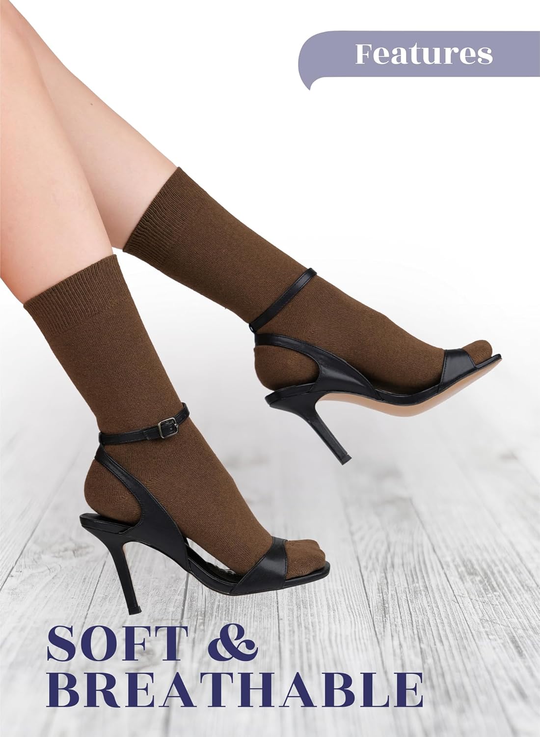 Hugh Ugoli Women's Cotton Crew Socks, Soft, Regular Fit, Plain Color Casual Socks for Trouser, Shoe Size 6 to 12, 4-8 Pairs - Image 3