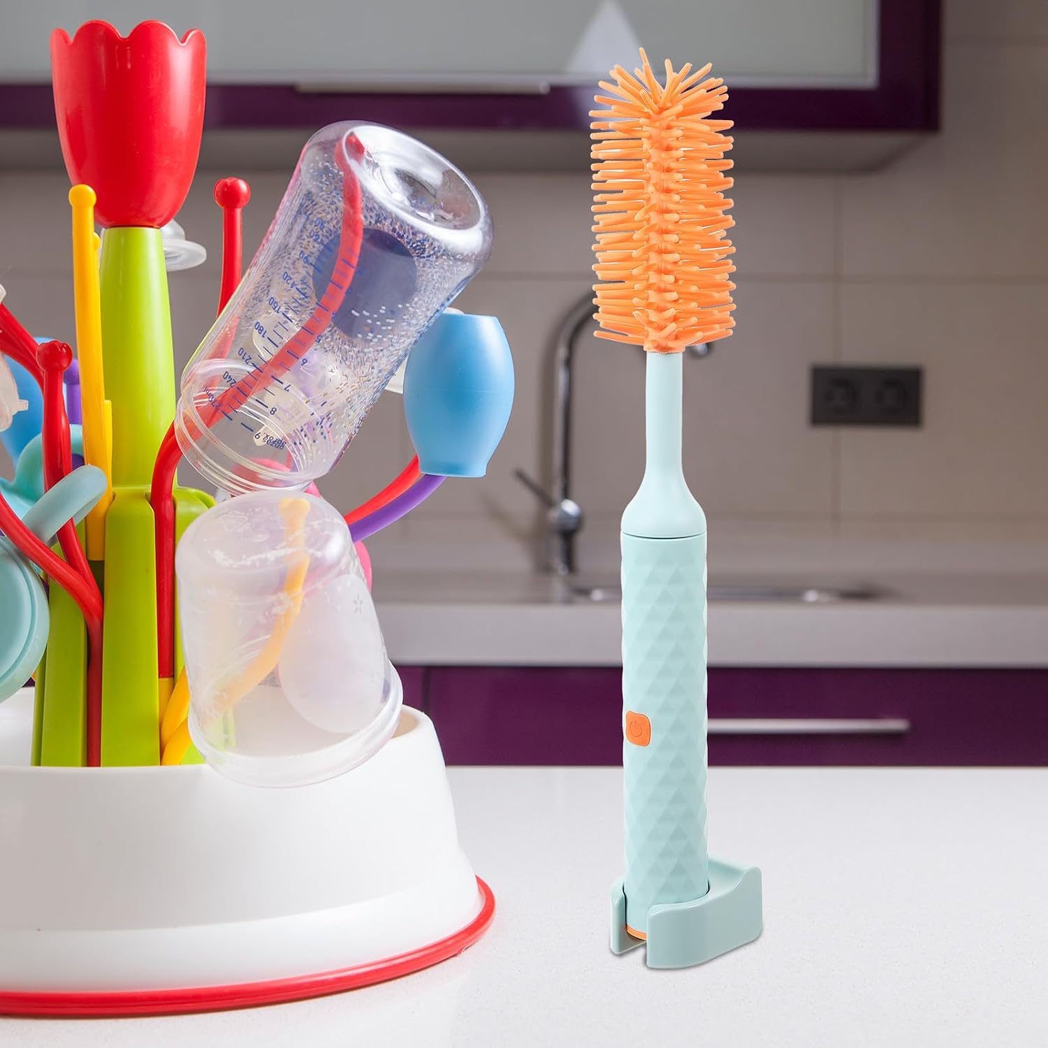 Electric Bottle Silicone Brush Set for Cleaning Narrow Neck Containers