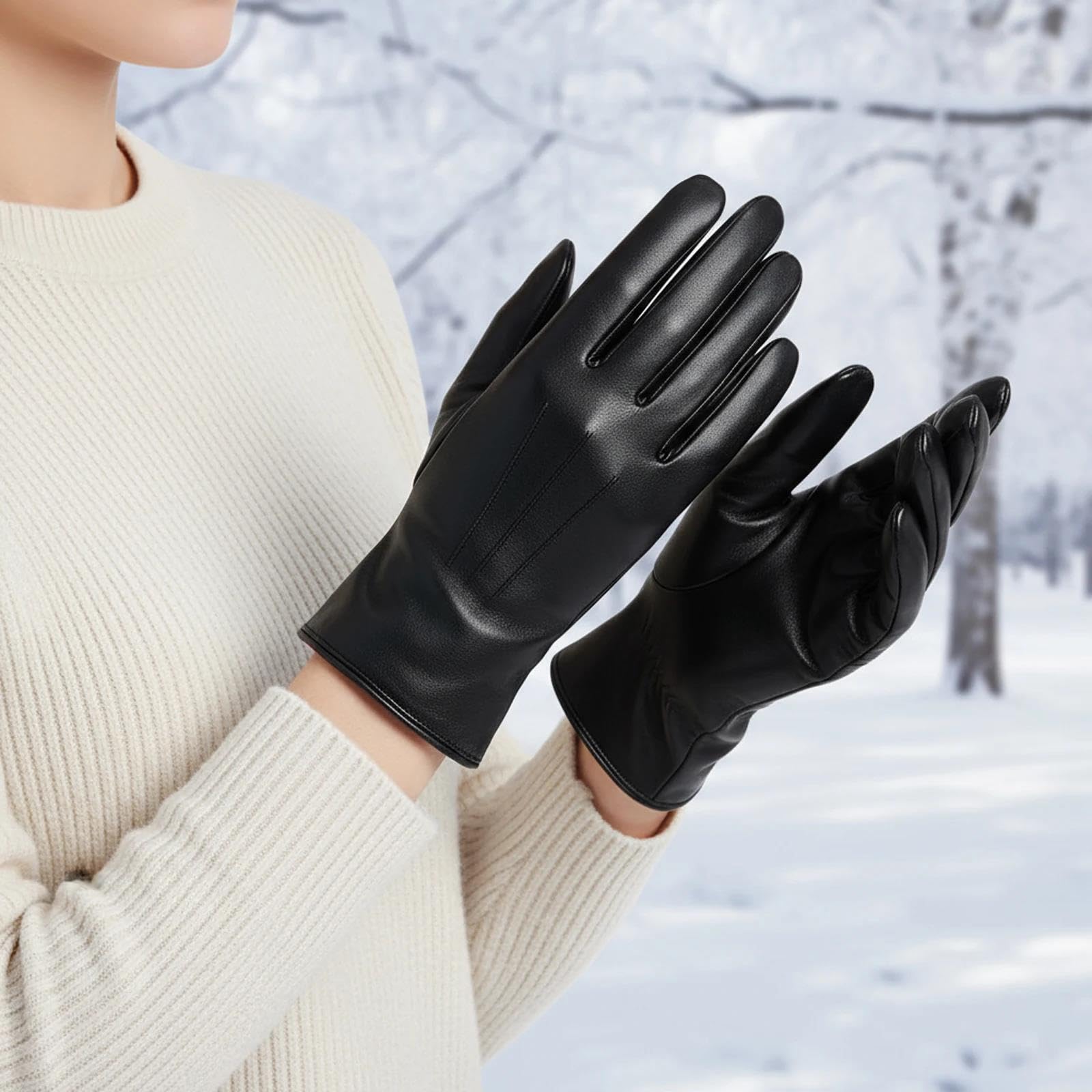 Guanti invernali da donna in finta pelle, spessi, caldi, termici, antivento, per attività all'aperto, ciclismo, equitazione, guida
