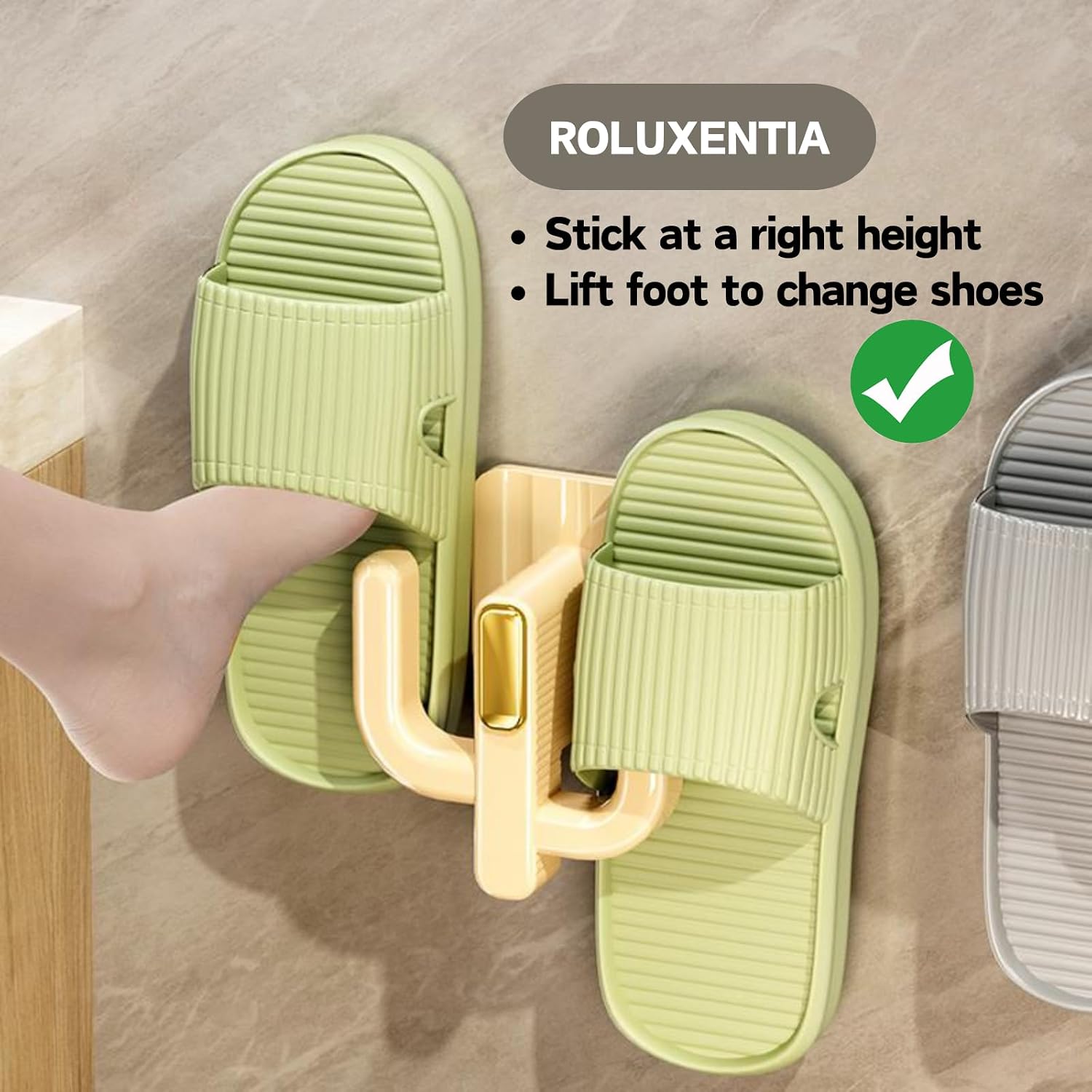4 Pack Wall Mounted Shoe Rack - Premium Hanging Shoe Organizer Shelf with Sticky Hanging Mounts, Door Hooks for Slippers Keys Bags Storage - White & Yellow