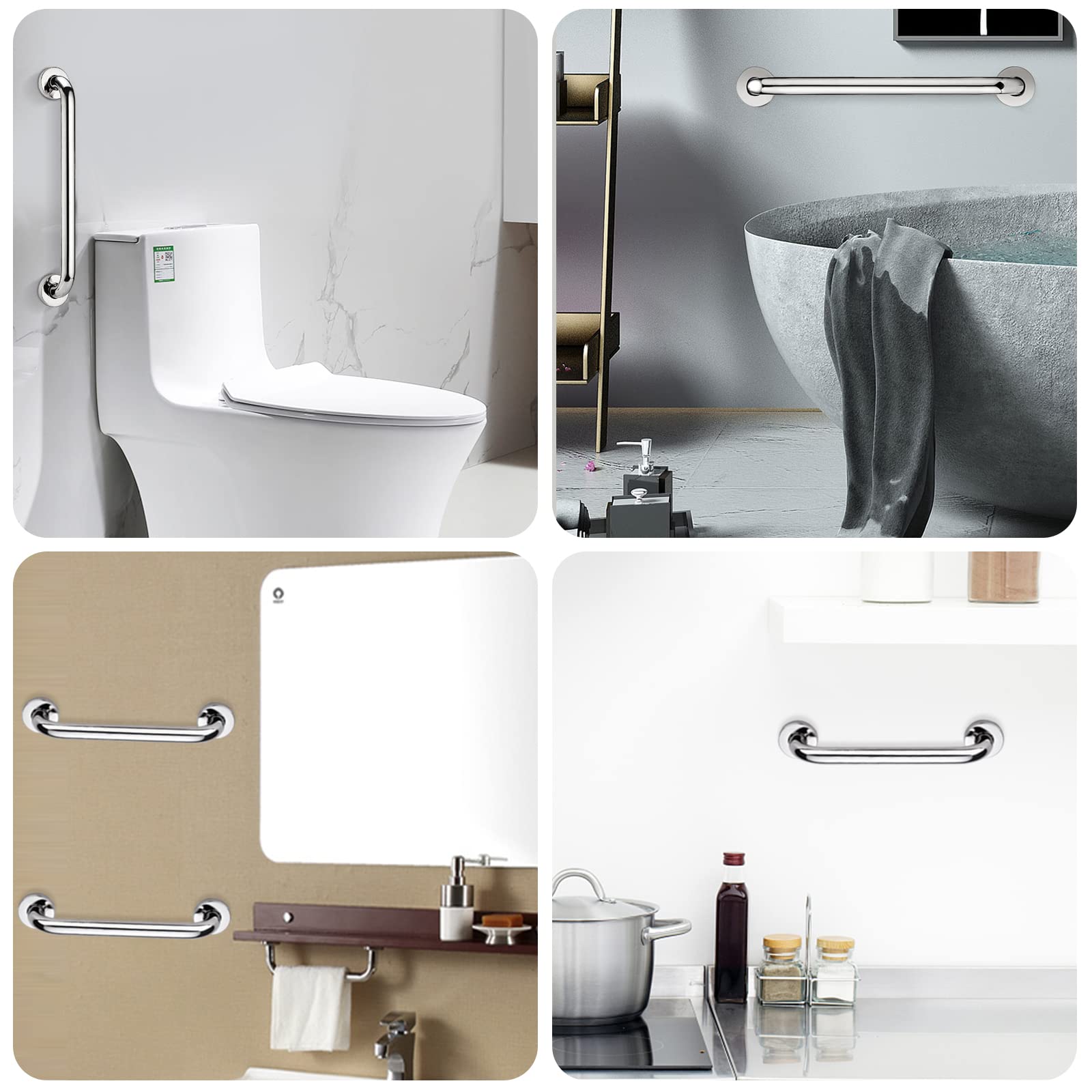 2 barras de agarre de acero inoxidable 304 para baño, barandilla de mano de baño, asas de ducha antideslizantes, barra de equilibrio de montaje en pared, soporte de barandilla de seguridad para