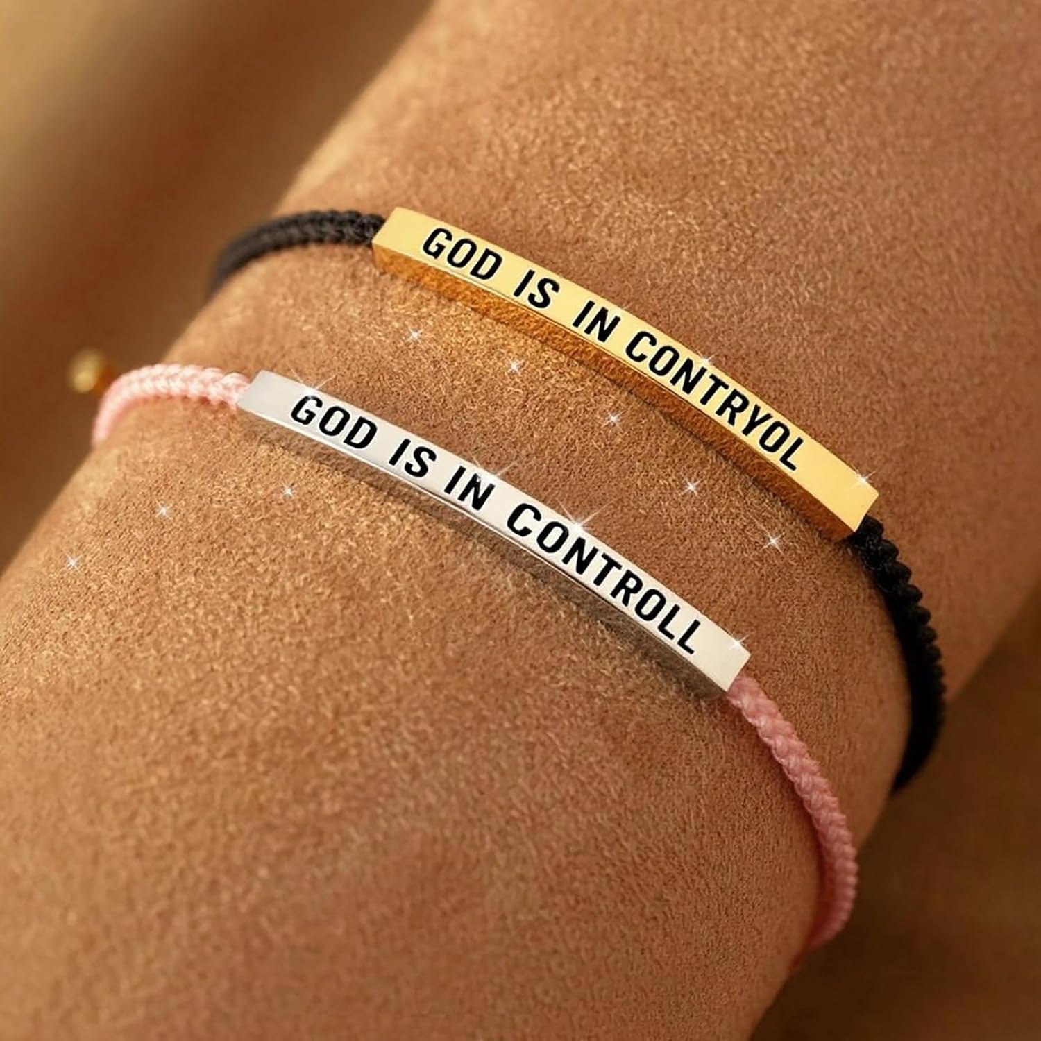 God Is In Control Bracelet for Women Men Motivational Bracelet Adjustable Braided Stainless Steel Engraving Inspirational Faith Bracelet Christian Jewelry Gifts - Image 3