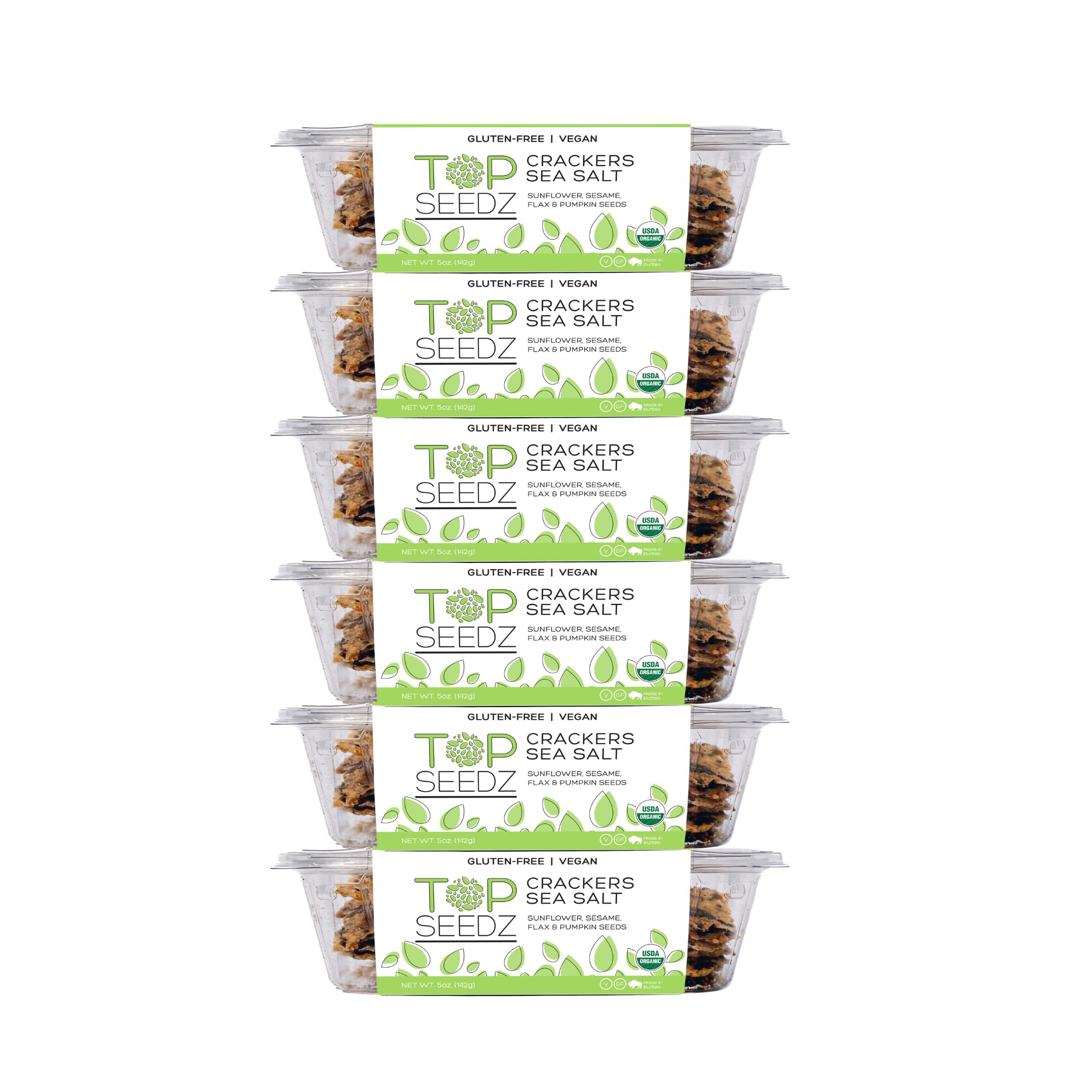 Top SeedzCertified Organic Gluten Free Sea Salt Seed Crackers | 6-Pack | 5 Ounces | Healthy Vegan Crackers with Plant Based Protein | Made of Sunflower, Flax, Sesame and Pumpkin SeedUSDA Organic