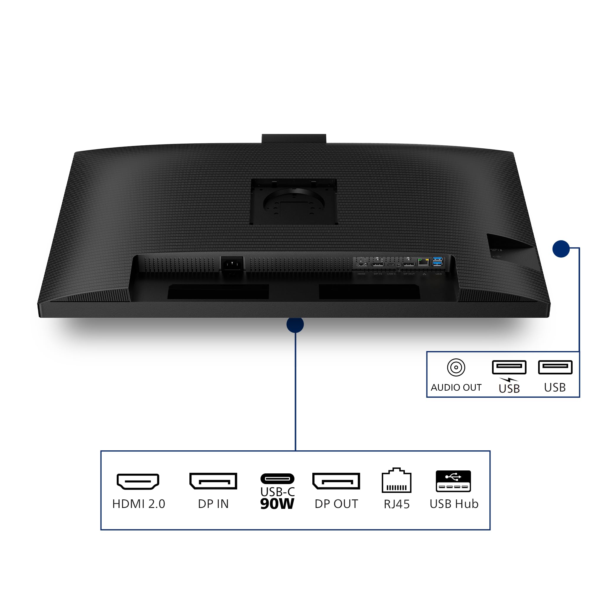 PHILIPS Monitor 32B2U3601H 32 pollici 2560x1440, WQHD, 100Hz, IPS Panel, 4ms GtG, USB HubWebcam, Speakers, Height Adjustment, (HDMI1x 2.0 DP 1x 1.4) Nero