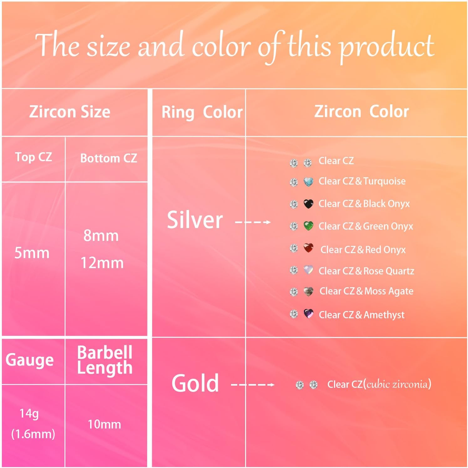 AROWRO Heart Belly Button Ring G23 Titanium Belly Piercing Hypoallergenic Belly Ring 14G Sparkle Long Navel Piercing Jewelry - Image 7