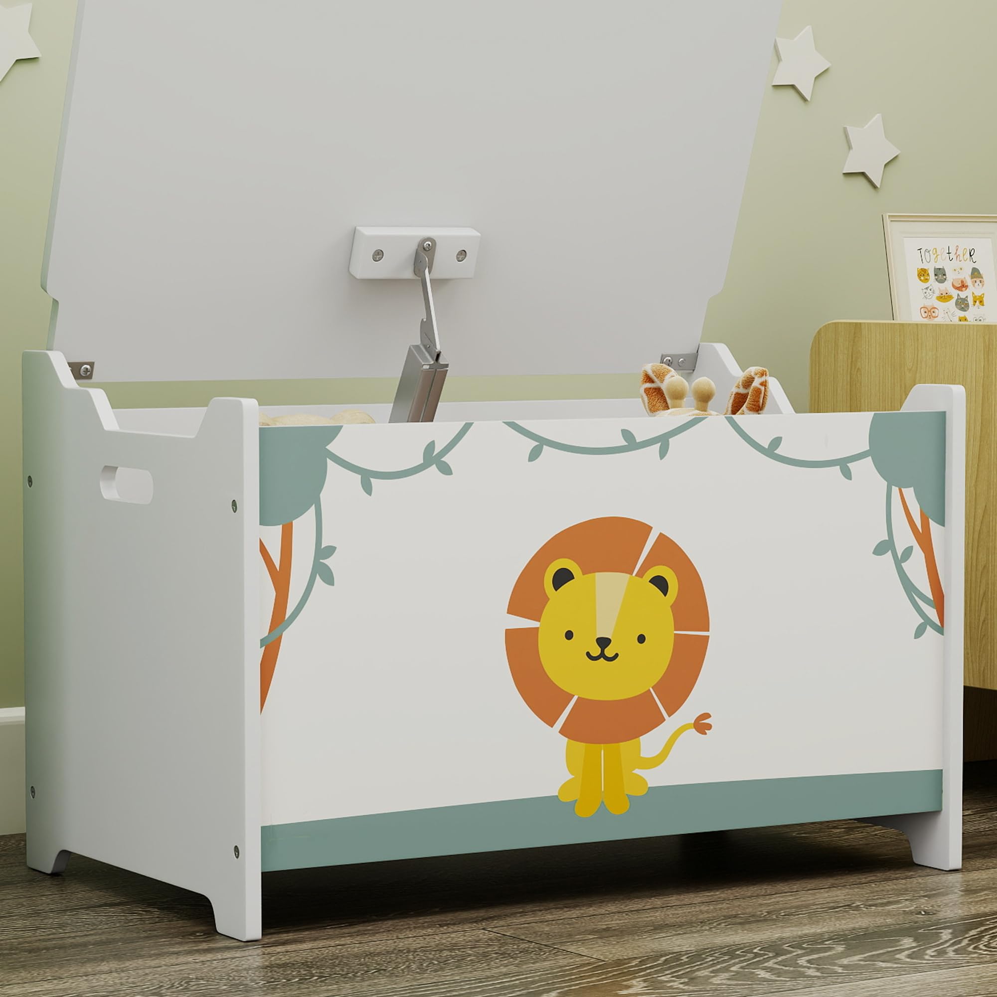 AIYAPLAY Spielzeugkiste mit Deckel für Kinder, Aufbewahrungsbox für Spielzeug und Kleidung, Aufbewahrungsbehälter für Kinderzimmer und Wohnzimmer, 60 x 37 x 39 cm, grün