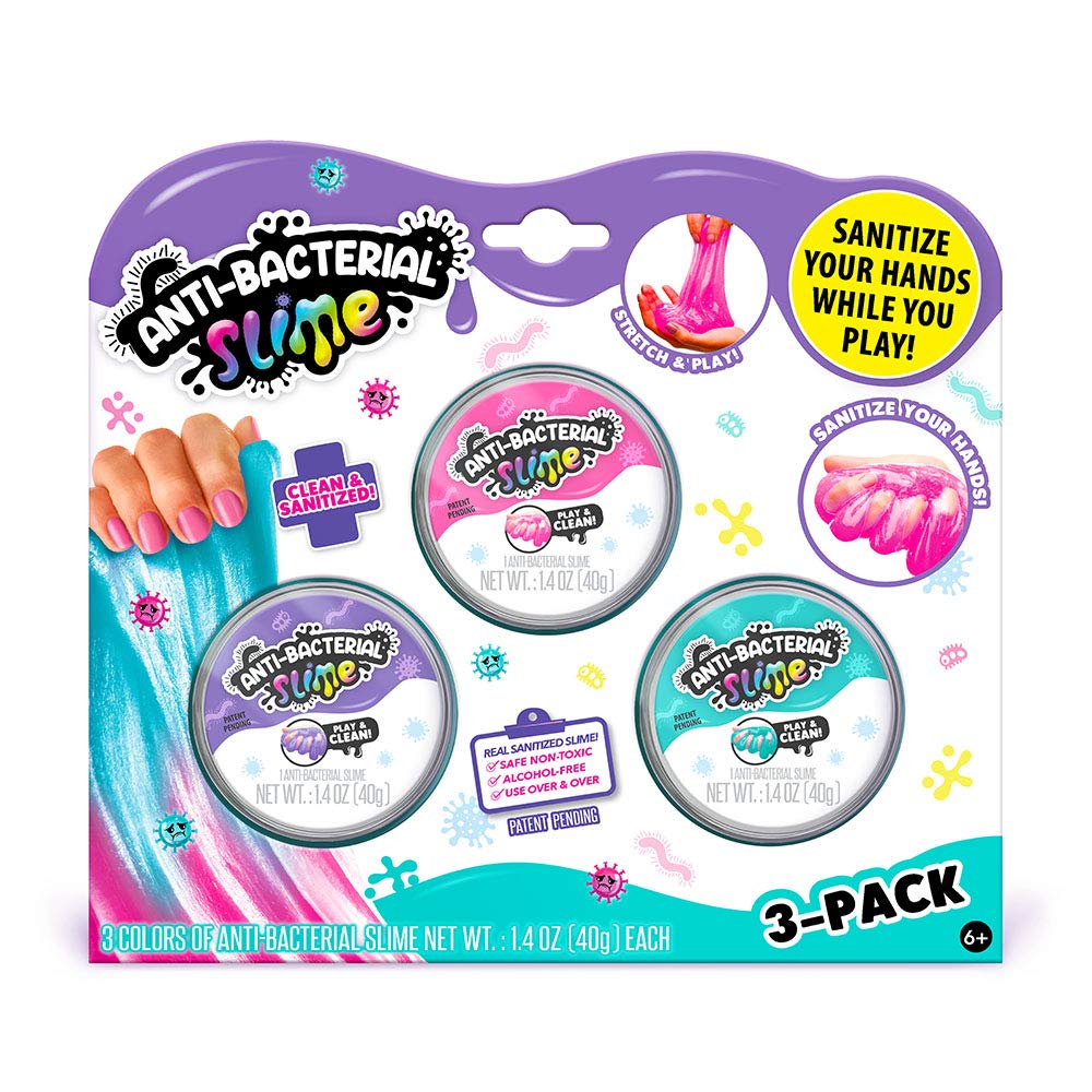Canal Toys Anti-Bacterial Slime 3-Pack: Sanitize Your Hands While You Play with This Non-Toxic and Alcohol-Free Slime!