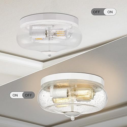 Miniatura 4 de Lámparas de techo Darkaway para montaje empotrado, lámpara de techo interior y exterior con pantalla de vidrio semillado para pasillo, cocina,