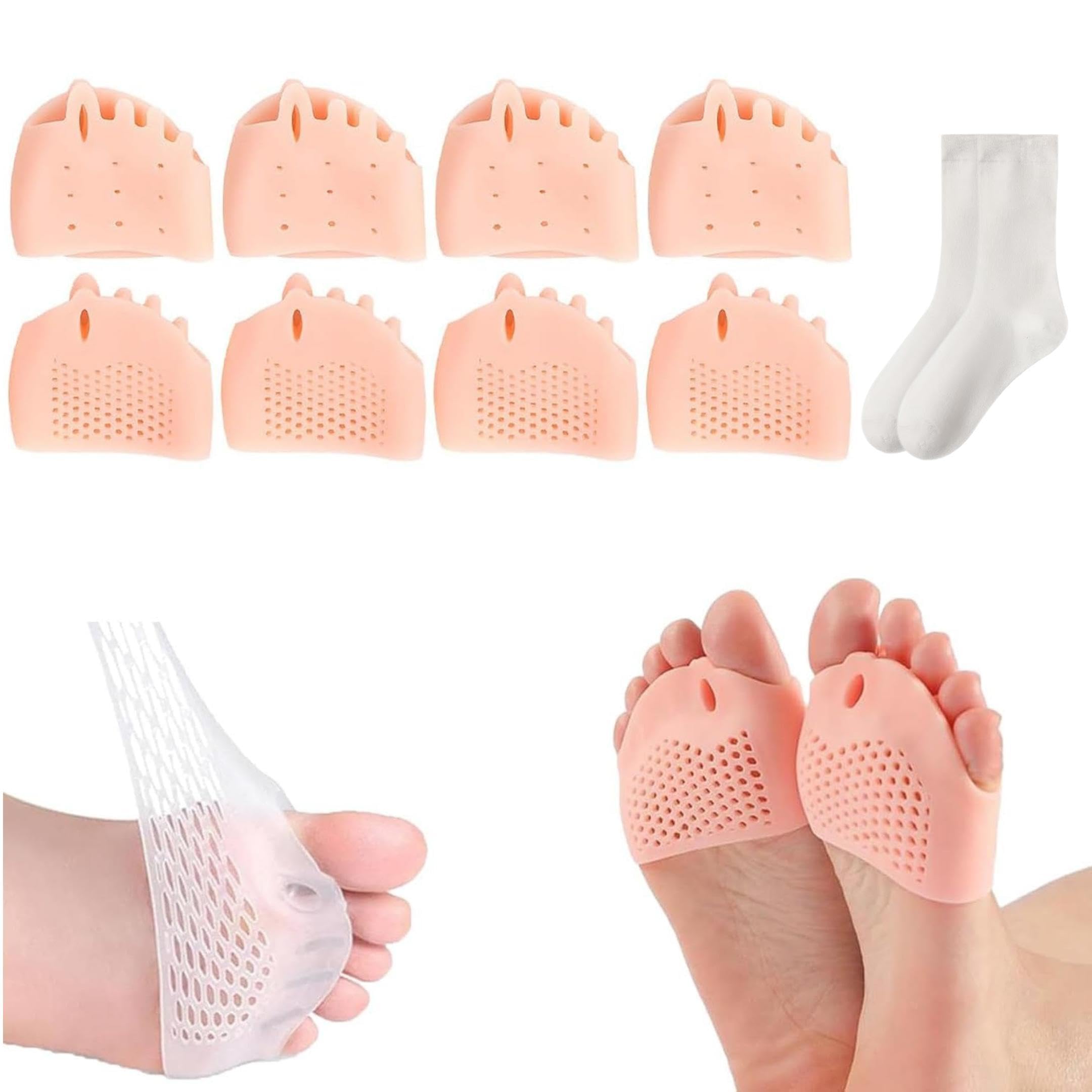 Silicone Toe Separators for Women, 2025 NEW Silicone Toe Separators, 4 Pairs Toe Separators for Overlapping Toes Foot Corrector, Soft Toe Separators for Men Women?toe spacers for women (Skin color)