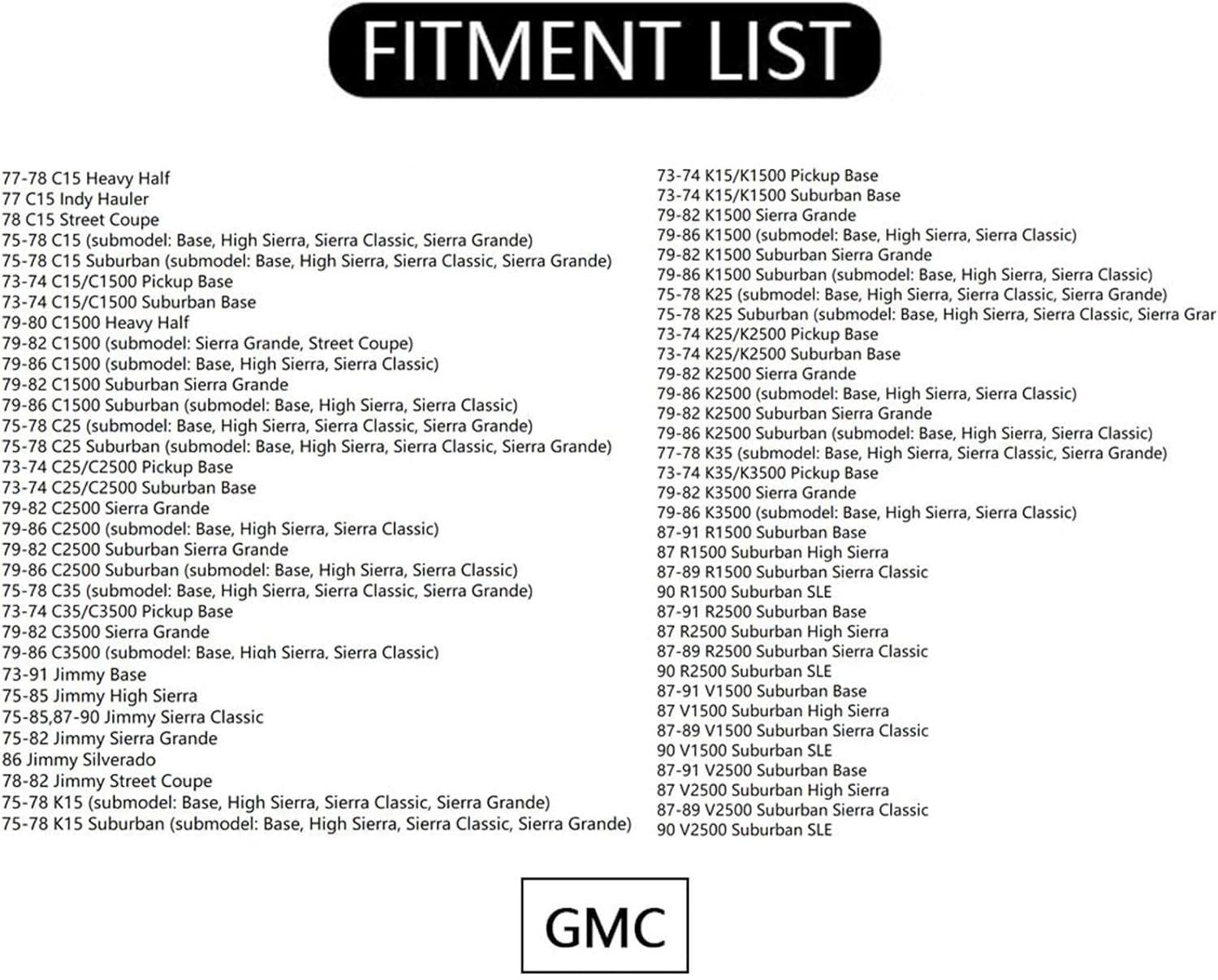 HECASA Pair Tail Light Lens Compatible with 1973-1991 Chevrolet Chevy Blazer Suburban Jimmy Driver Left & Passenger Right Replacement For 5968330, 5968329, GM2801122, GM2800122