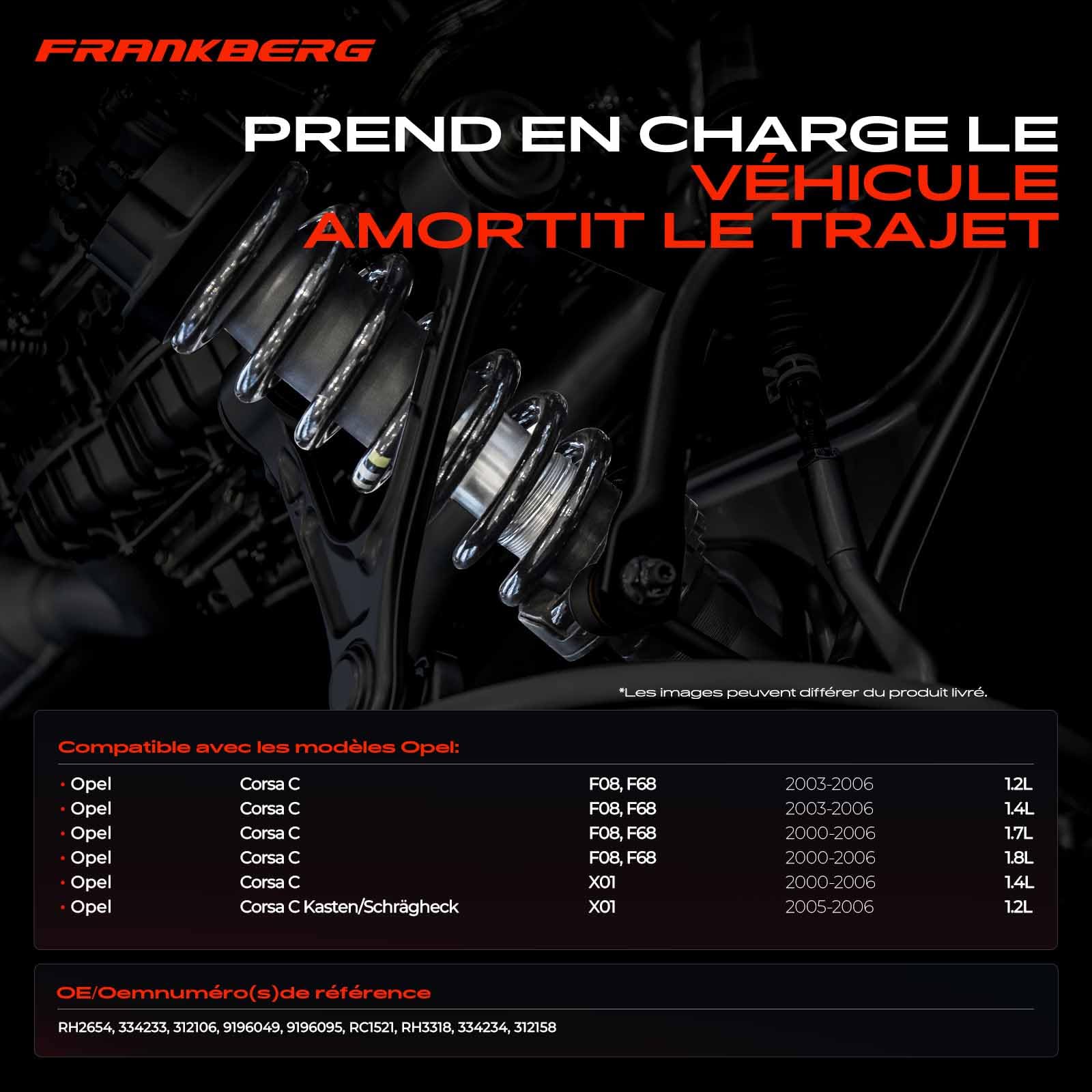 Frankberg 2 ressorts de suspension, essieu avant 334234 | Compatible avec: Corsa C Box/Hatchback X01, Corsa C X01