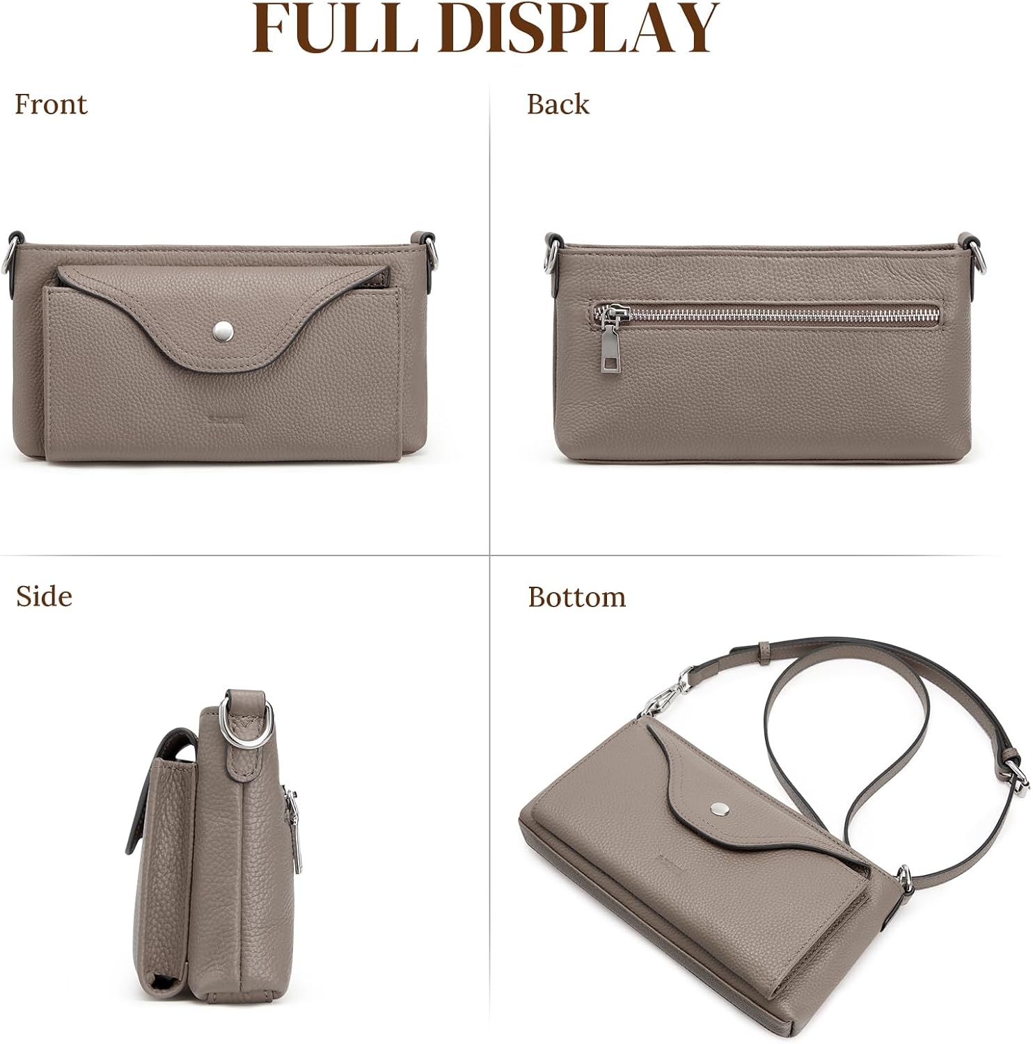 S-ZONE Leather Crossbody Bags for Women RFID Small Purse with Adjustable Strap Designer Shoulder Wallet Card Slots