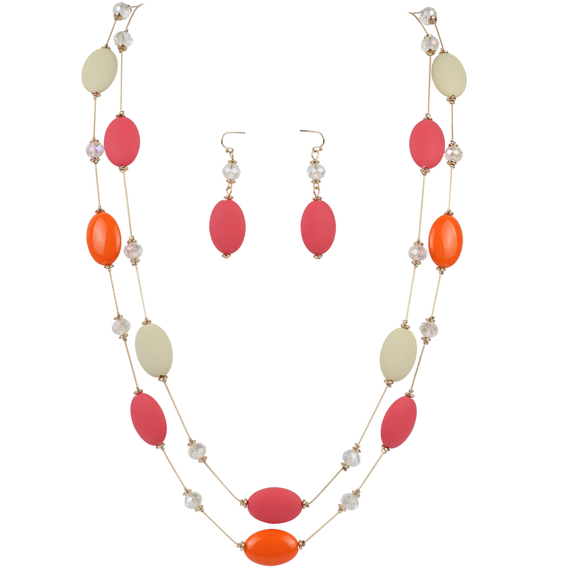 Collier long perles rouges et noires Firstmeet au design double rang