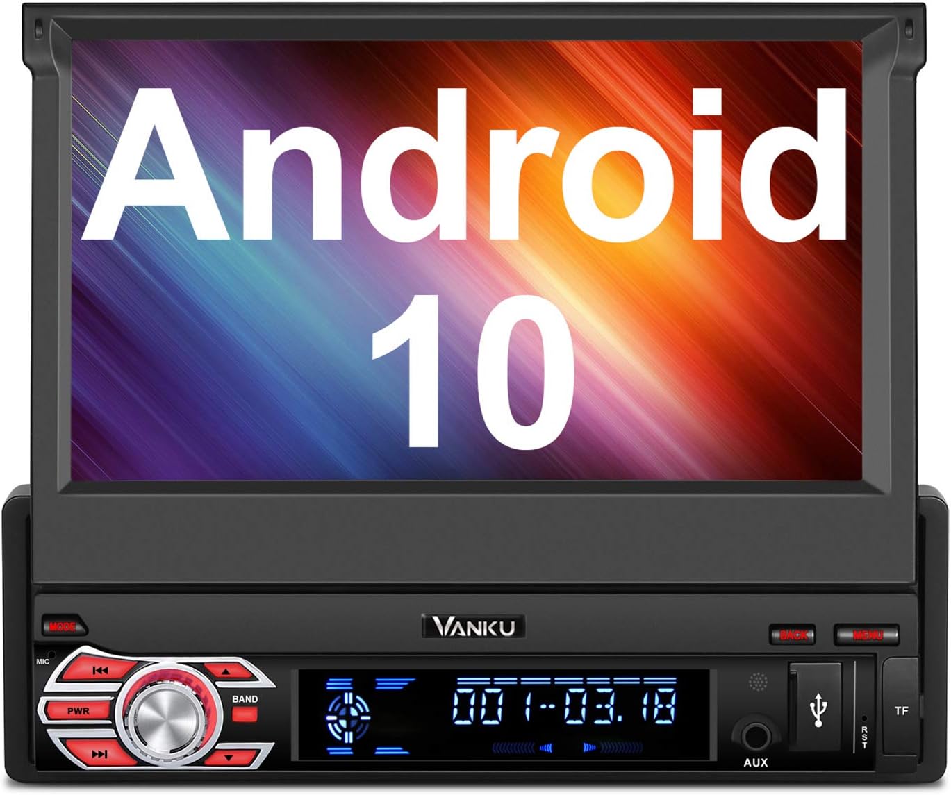 ❤ Crаzу Dеаlѕ Vanku Android 10 Single Din Car Stereo with GPS, DSP Amp, WiFi, Support Android Auto, Backup Camera, Mirror Link, SWC, SD/USB, 7 Inch Retractable Touchscreen