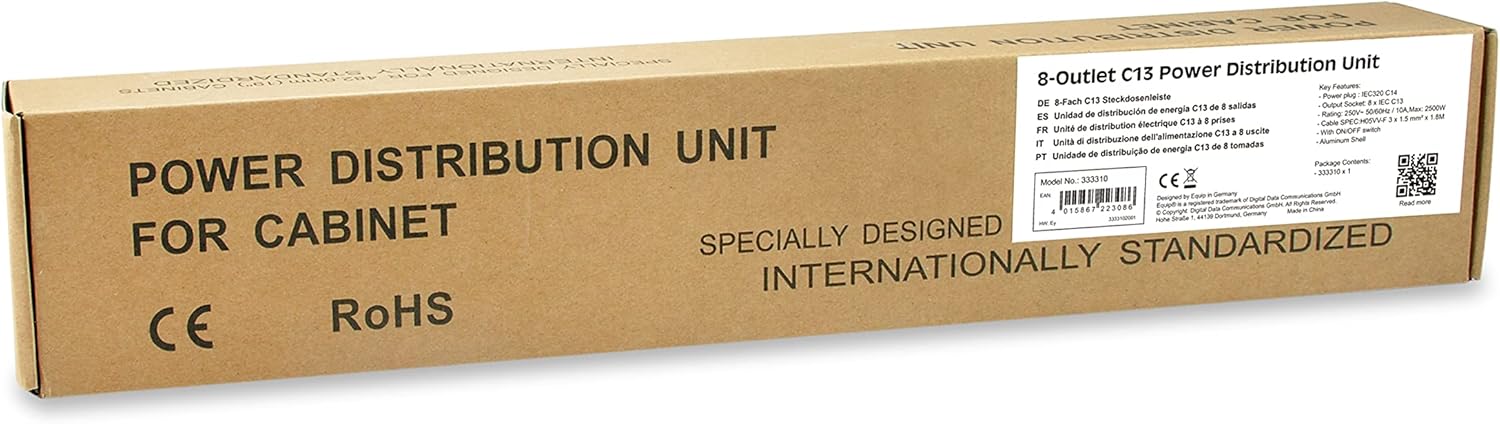 Equip 33310 Power Distribution Unit 8 AC Output 1U, Black