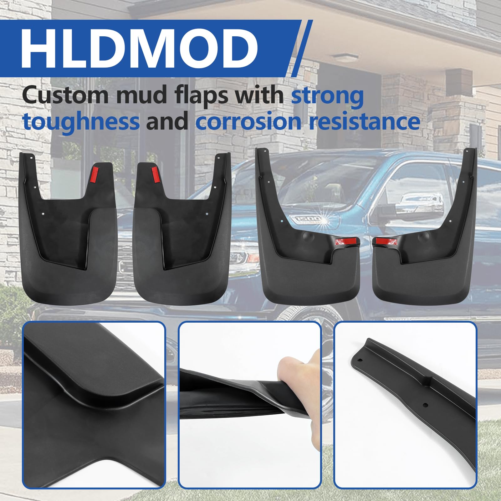Mud Flaps For 2021-2024 Dodge Ram 1500 (No OEM Fender) – Splash Guards, No Drilling Required - View #2