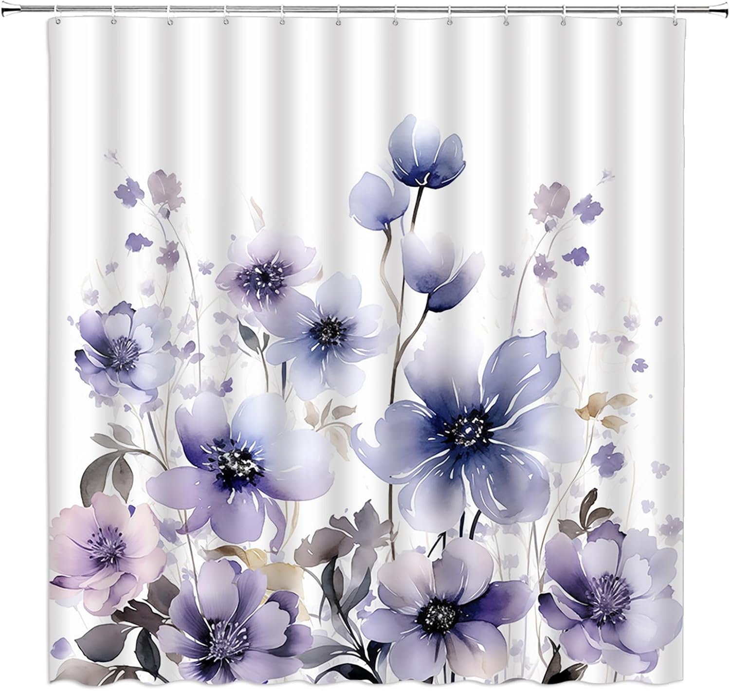 Poppy Shower Curtain Red Flower Poppies Floral Vintage Floral Pastoral Flowers Nature Botany Bouquet Retro Fabric Bathroom Decor with Hooks(70" Wx78 H)