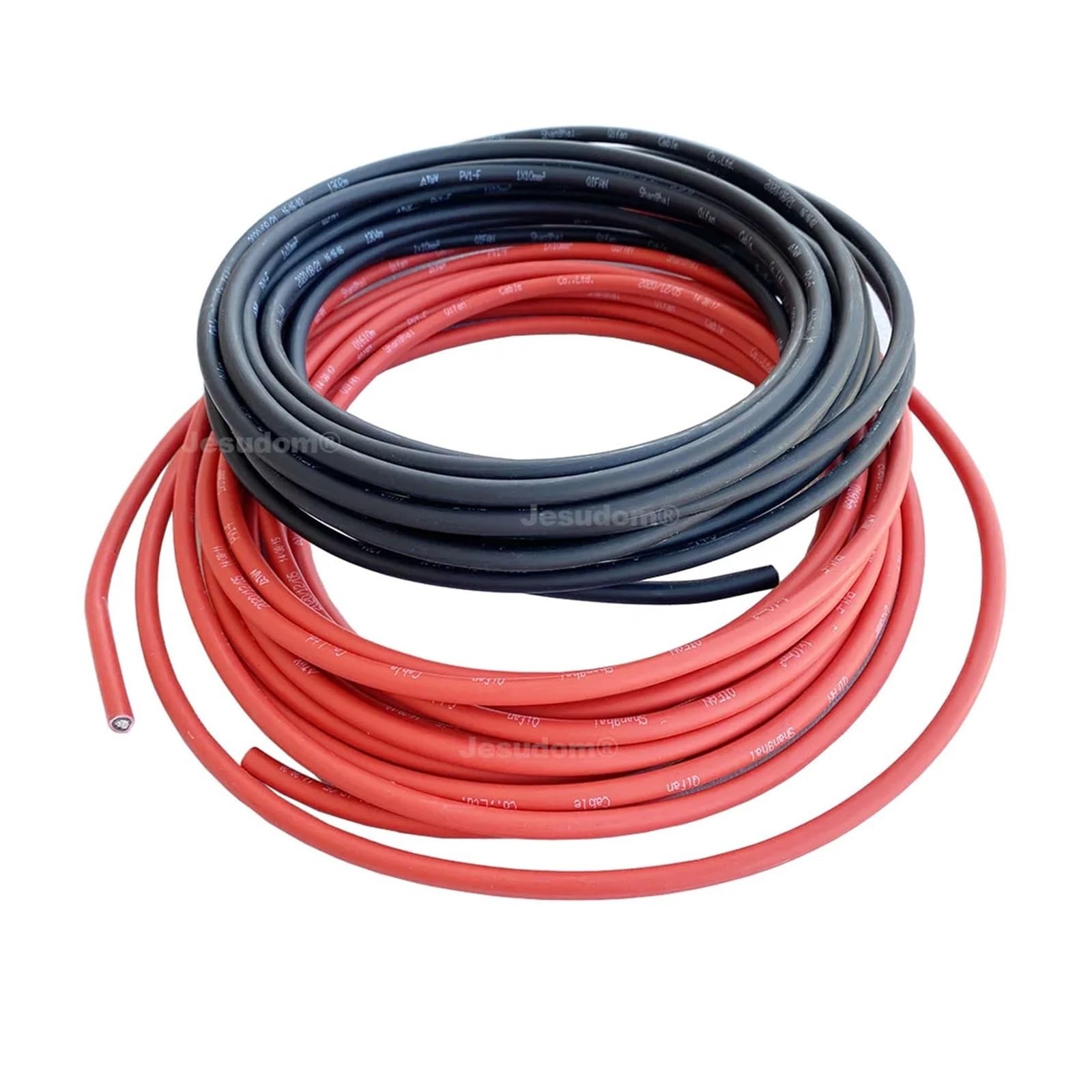 PV Kabel 1 Paar 6 mm² / 4 mm² / 2,5 mm² 10/12/14AWG 7/8/10 m Schwarz + Rot Solar-PVC-isolierte elektrische Anschlusskabel PV-Panel-Anschluss(2M_10 AWG-6MM2)