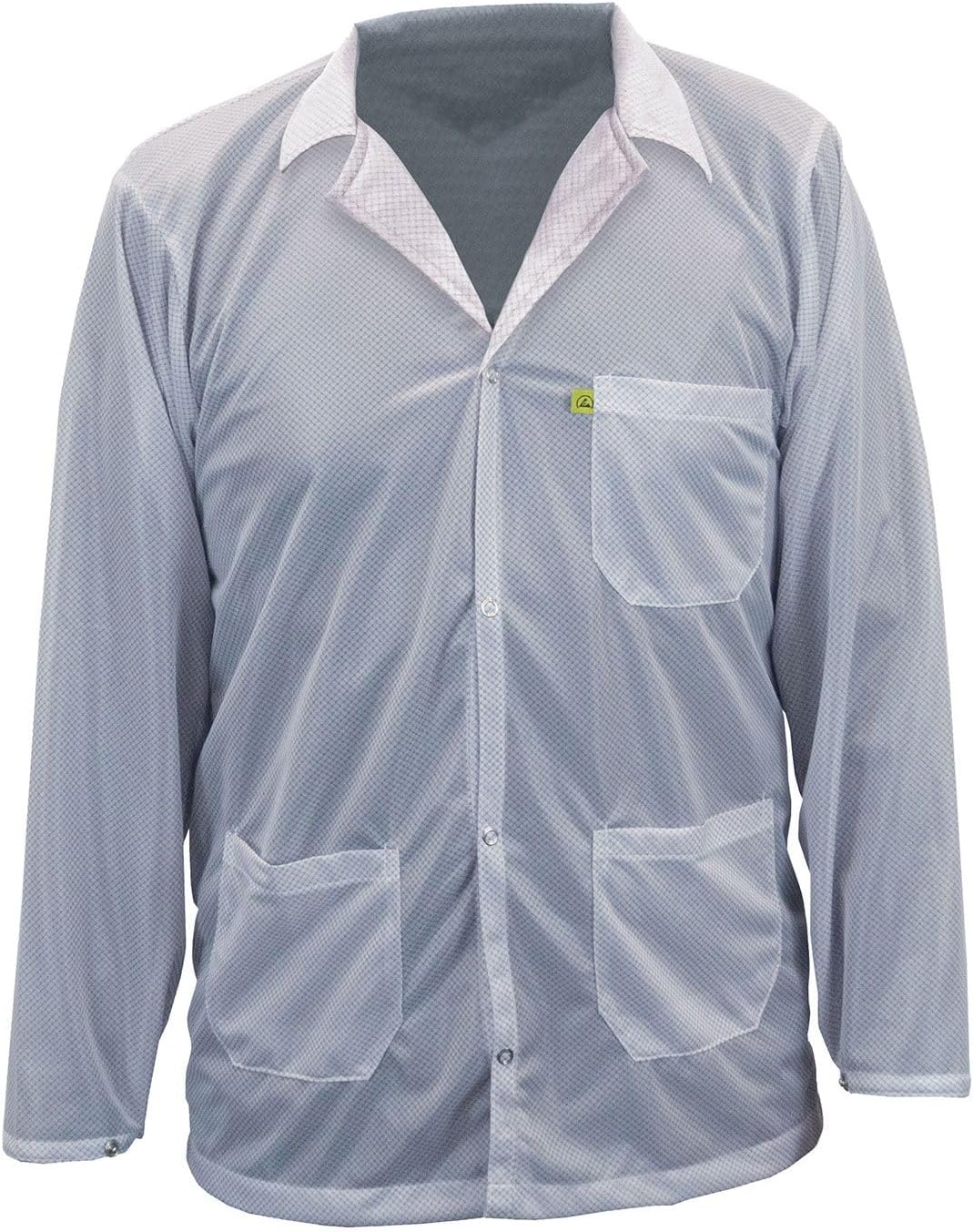 ESD Lab Jacket Anti-Static Collar Smock, ANSI-ESD S20.20, 74% Poly/26% Carbon, 3 Pocket & ISO 8 for Electronics Manufacturing