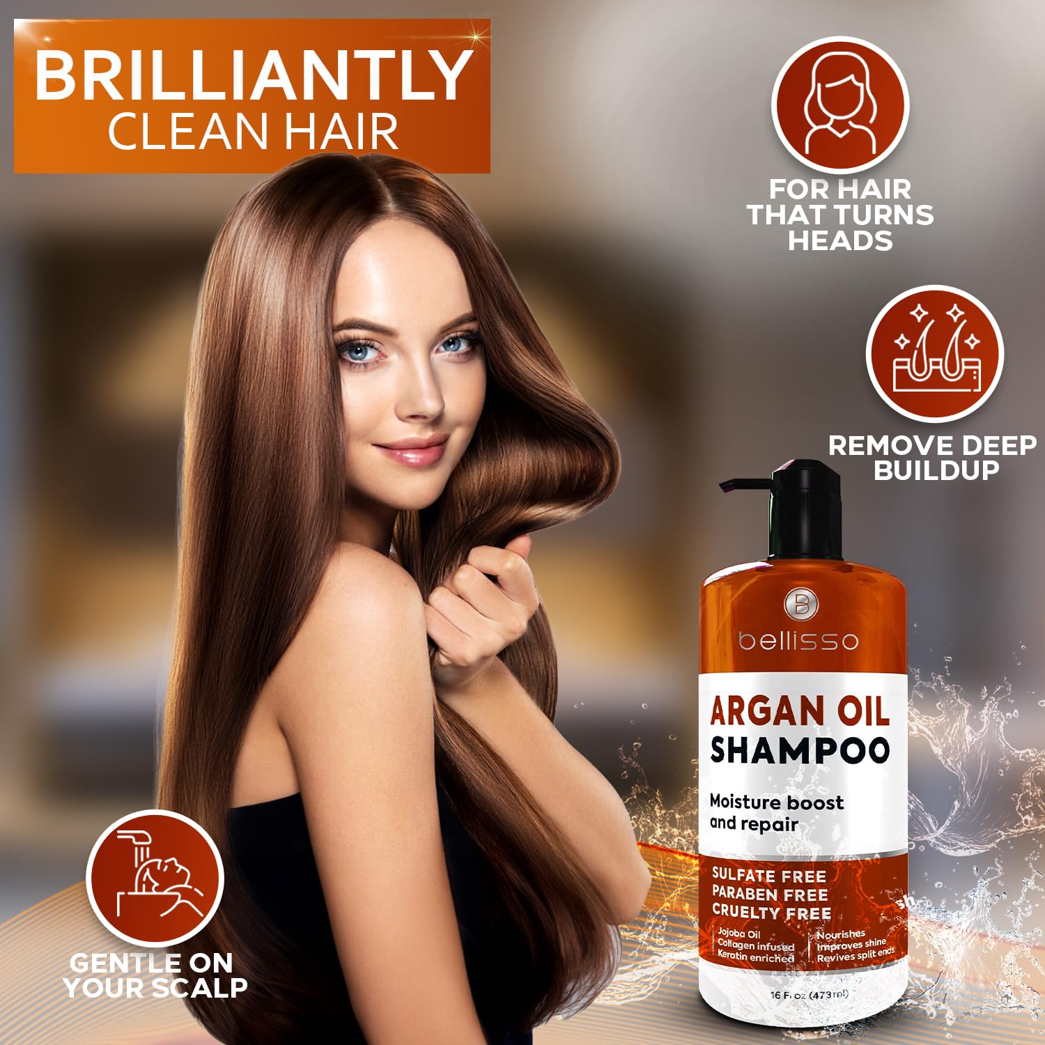 Argan Oil Shampoo - Sulfate Free with No Parabens - Moroccan Botanicals for Women and Men - Professional Moisturizing, Anti Frizz, Hydrating Solution for Dry, Wavy, Curly and Color Treated Hair - Image 4