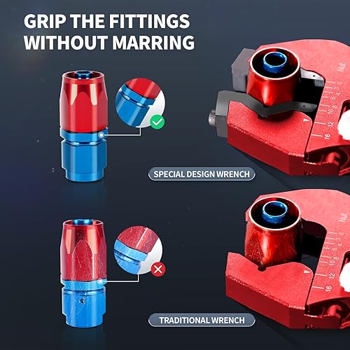 Miniatura 5 de AOOSEDOO Llave ajustable 3AN-12AN, herramienta de montaje, adaptador de manguera de montaje, llave de aluminio ligera, rojo (con chaquetas de diseño