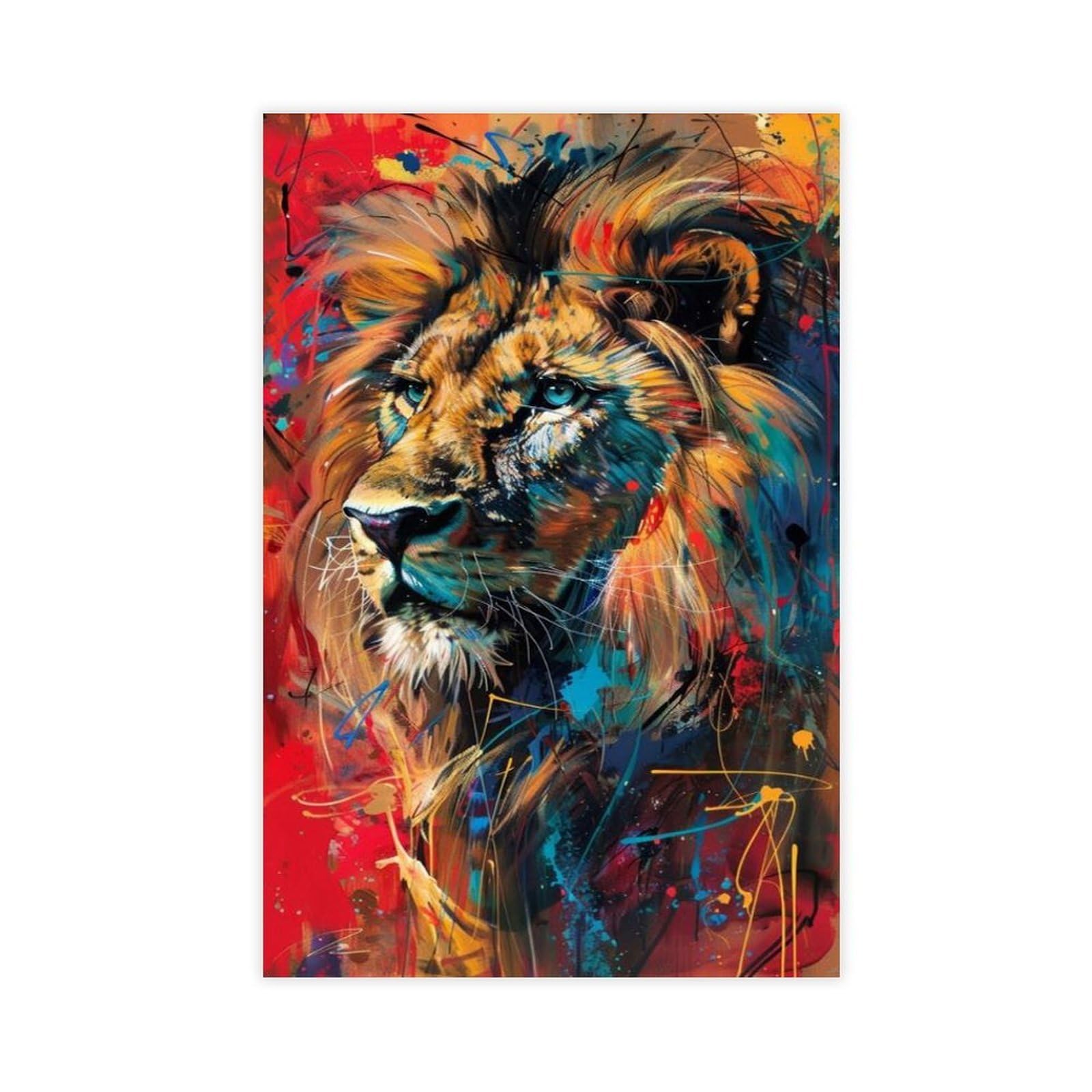 Bareronor Interesting Lion Portrait Abstract Canvas Poster Bedroom Decor Landscape Office Room Decor Gift 12" L X 18" W