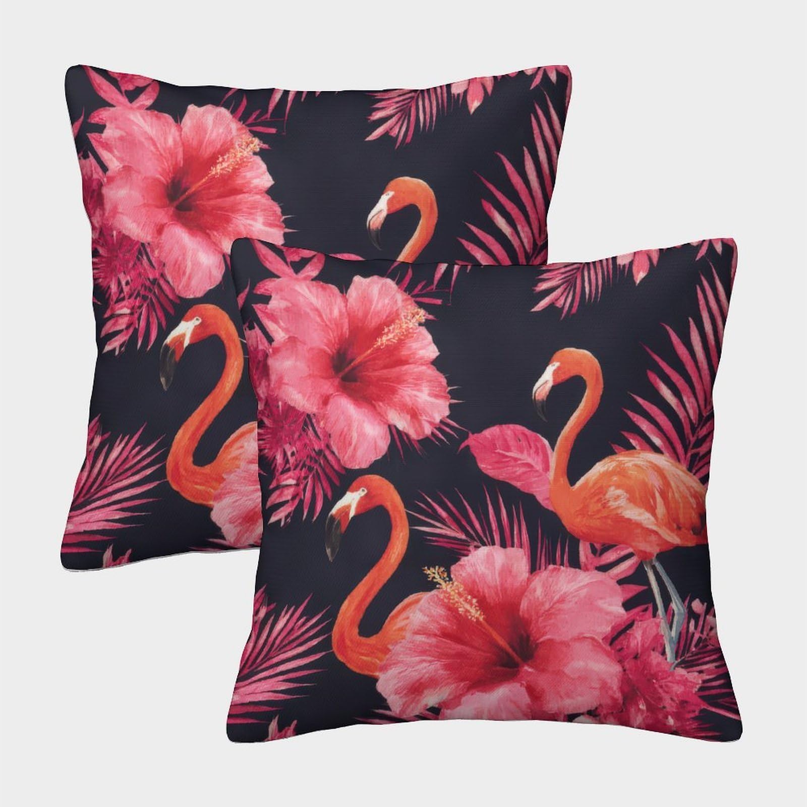 Felasbuid Style-12 Flamingo Tropical—Vibrant Floral Pattern Pillow Covers 2 Pack Cozy Pillowcases Available All Seasons Cushion Covers With Zipper Decor Sofa For Living Room Bedroom 45X45cm