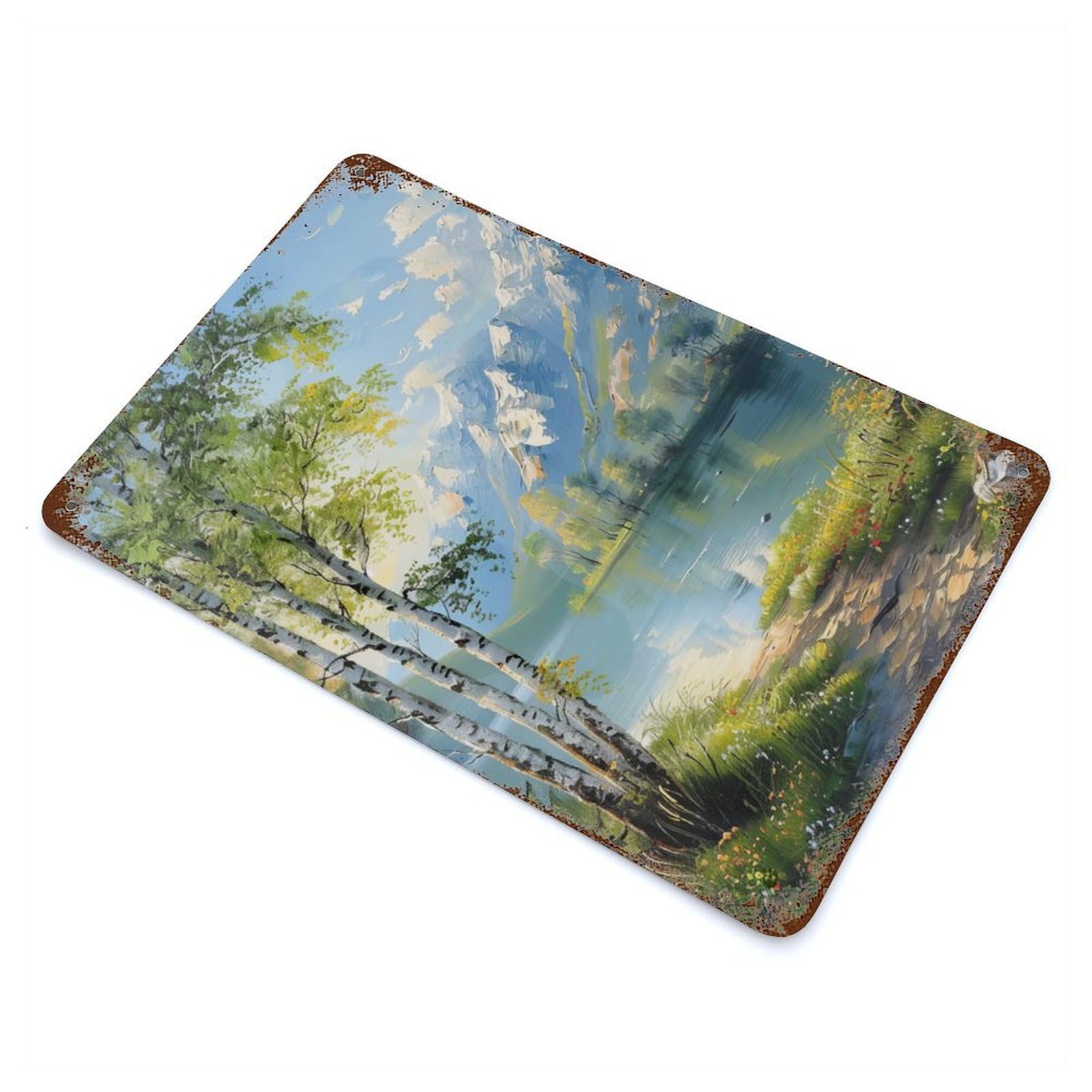 Distressed Metal Wall Sign Tranquil Nature 11.8"x7.9", Vintage Wall Decor for Garage, Bar And Workshop Decor