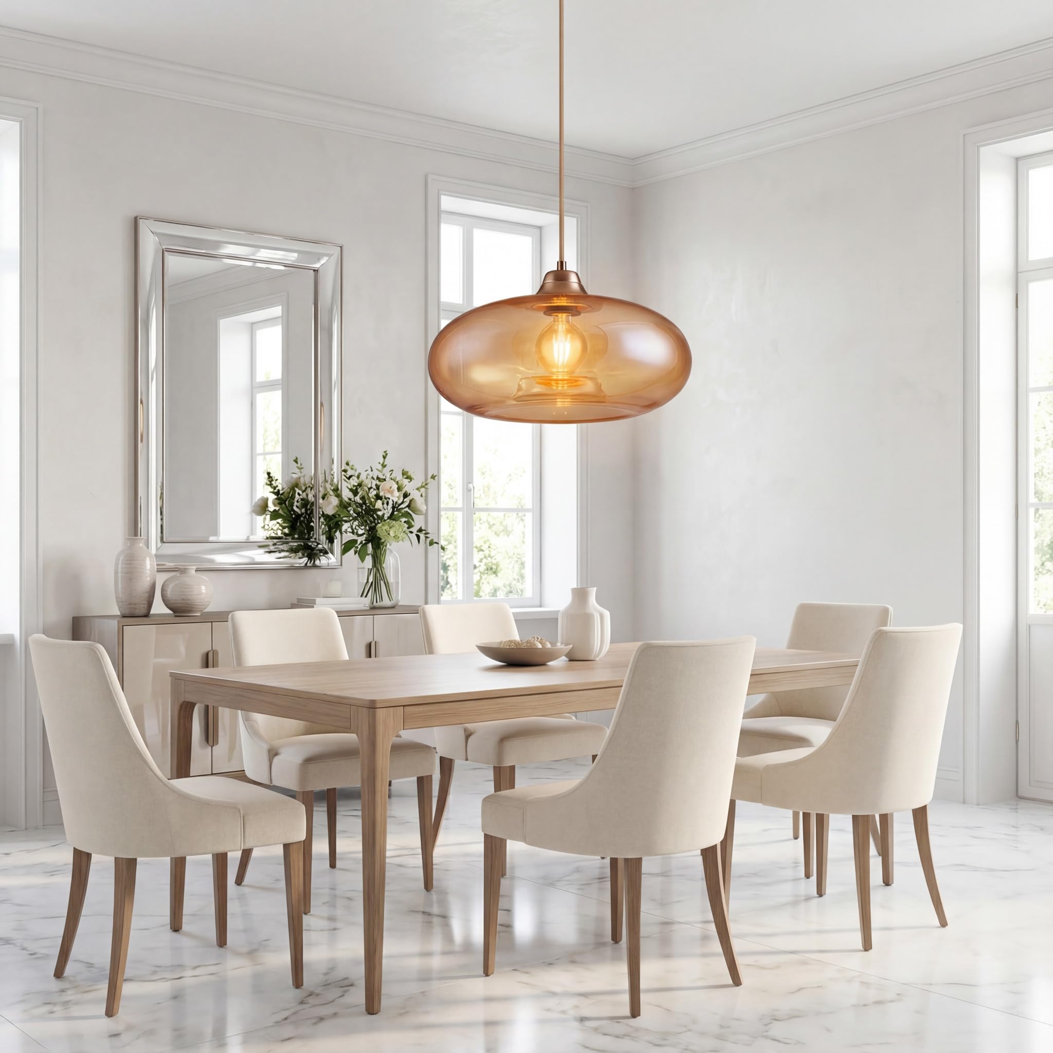 Pendelleuchte LA BURBUJA: Ø40CM Matt Nickel, Glas rauchig