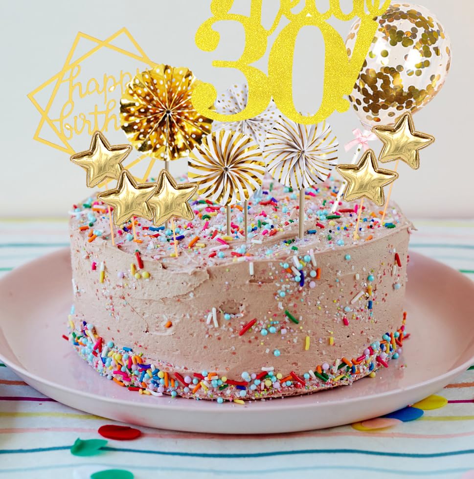 30. Geburtstag Cake Topper Rose Gold - Glitzer Tortendeko 'Alles Gute Zum 30.'