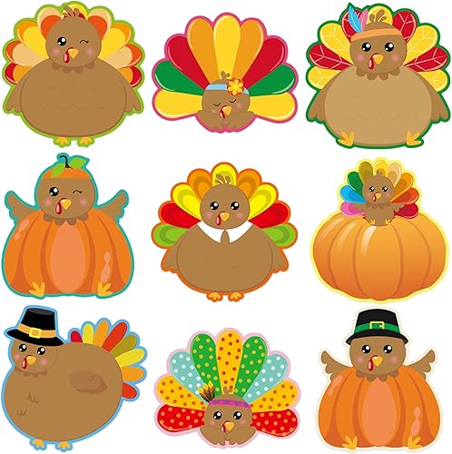 Recortes de pavo, 54 piezas de recortes de Acción de Gracias, decoración de otoño para fiestas y aulas
