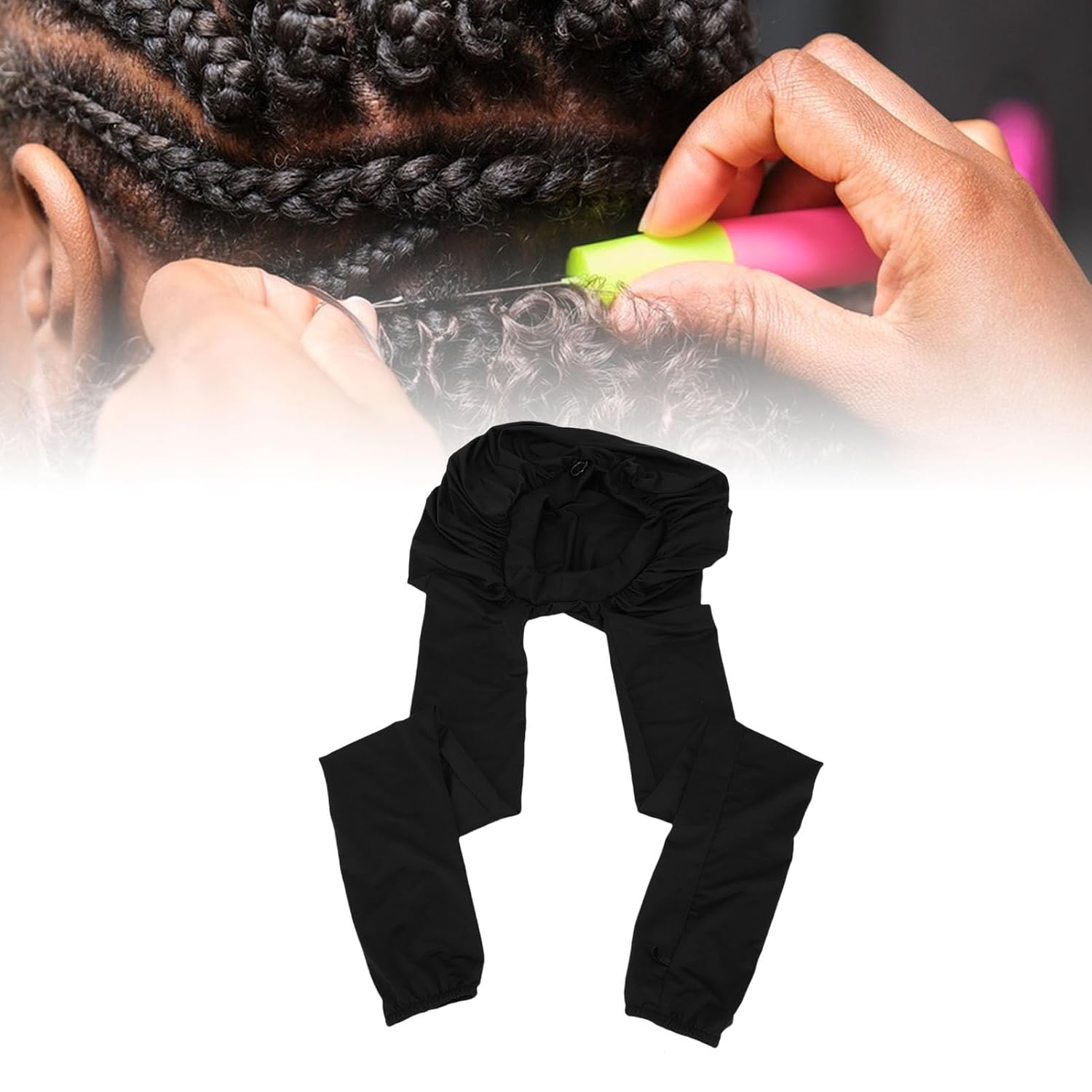 Ymiko 2 In 1 Long Hair Bonnet For Sleeping, Hair Extensions Braids Dreads Weaves Protection Sleep Bonnet Breathable Nighttime Care For Women With Long Hairstyles (Black)