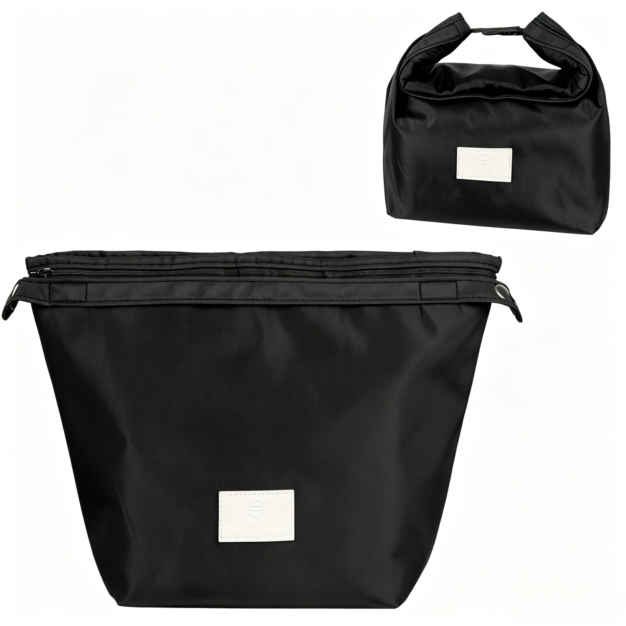 Winsegom Roll-Top Insulated Lunch Bag, 10L Waterproof Thermal Cooler Tote Bag, Reusable Leakproof Lunch Box for Men Women, Practical Food Storage Handbag for Work School Picnic Travel (Black)