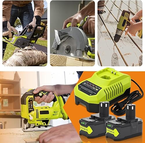 Miniatura 7 de Cargador actualizado de 8000 mAh P108 y P117 de repuesto para batería Ryobi de 18 V y cargador combinado compatible con baterías Ryobi de 18 V P102