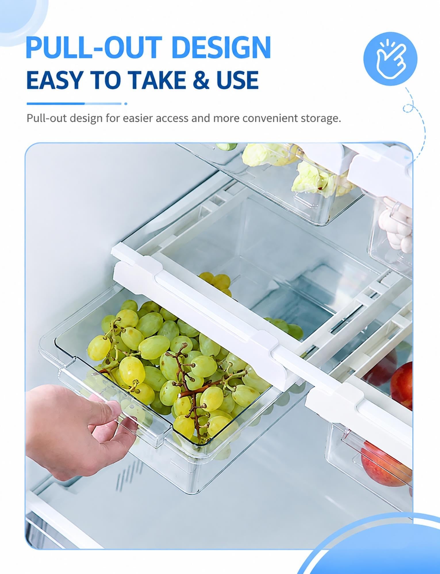 Organisateur frigo suspendu transparent, tiroir rangement sous étagère