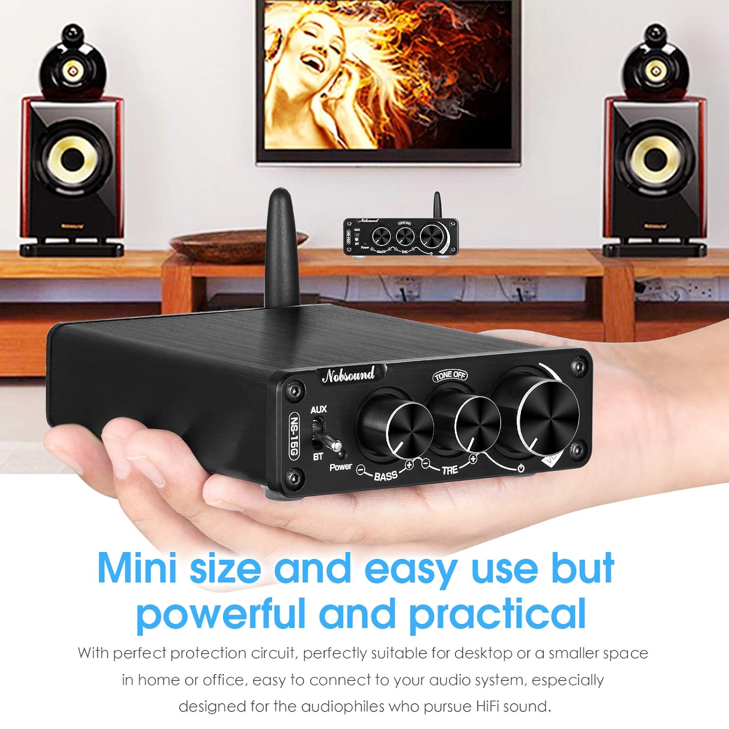 Up To 50% OFF Nobsound NS-15G Mini Bluetooth 5.0 Digital Amplifier HiFi Stereo Audio Class D Power Amp 100W x 2 Treble Bass Control New Product Nobsound NS-15G Mini Bluetooth 5.0 Digital Amplifier HiFi Stereo Audio Class D Power Amp 100W x 2 Treble Bass Control