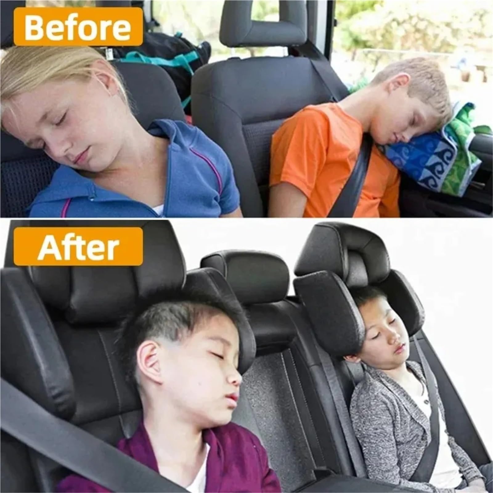 Reposacabezas Coche Almohada para reposacabezas de Coche, Ajustable 360°, para Dormir, Soporte para Cabeza y Cuello, cojín para Descansar el Asiento.(Black)