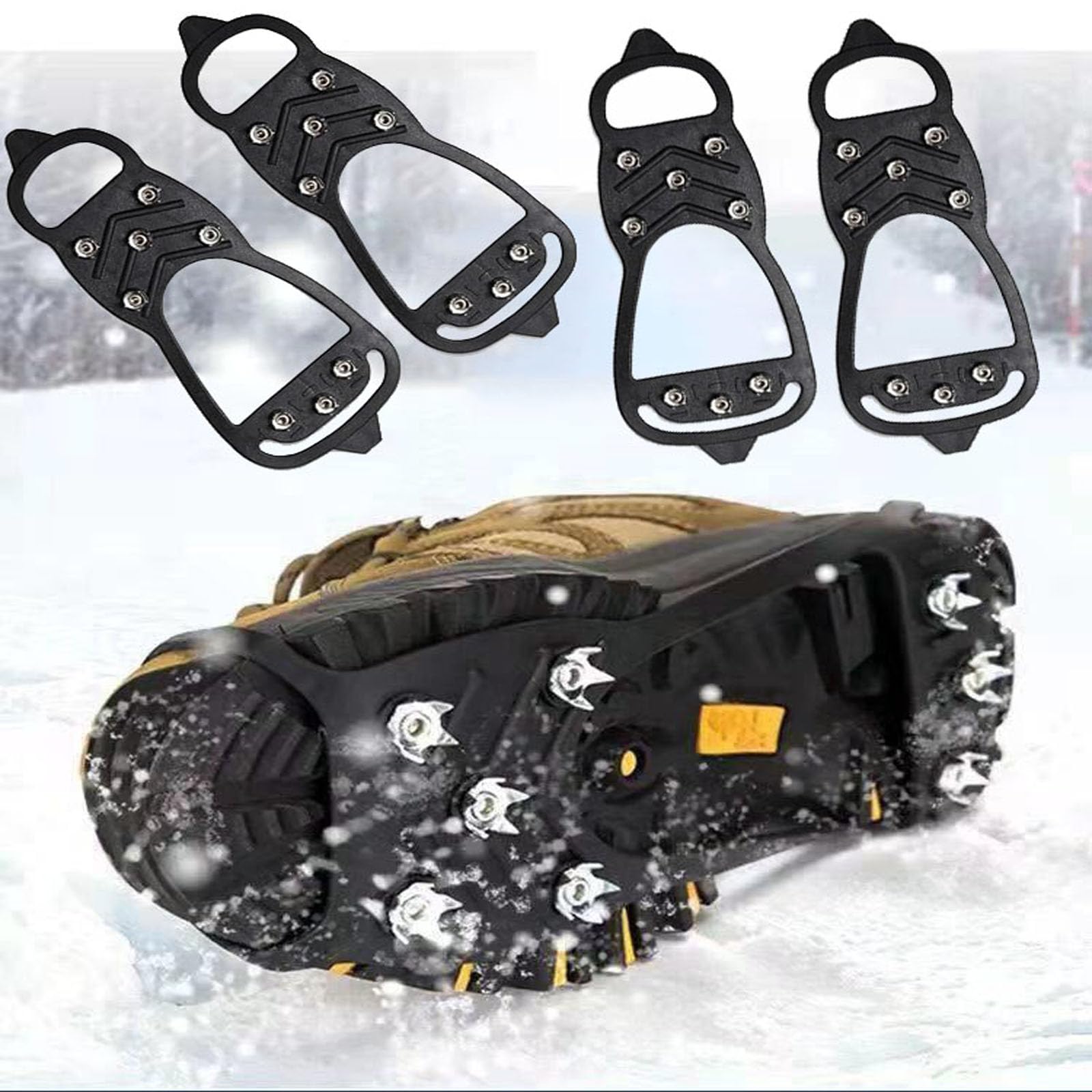 2 Paar rutschfeste Stollen für Eis und Stiefel, Eis- und Schneegreifer, langlebig, Winter, Wandern, Klettern, Eisfischen, rutschfest