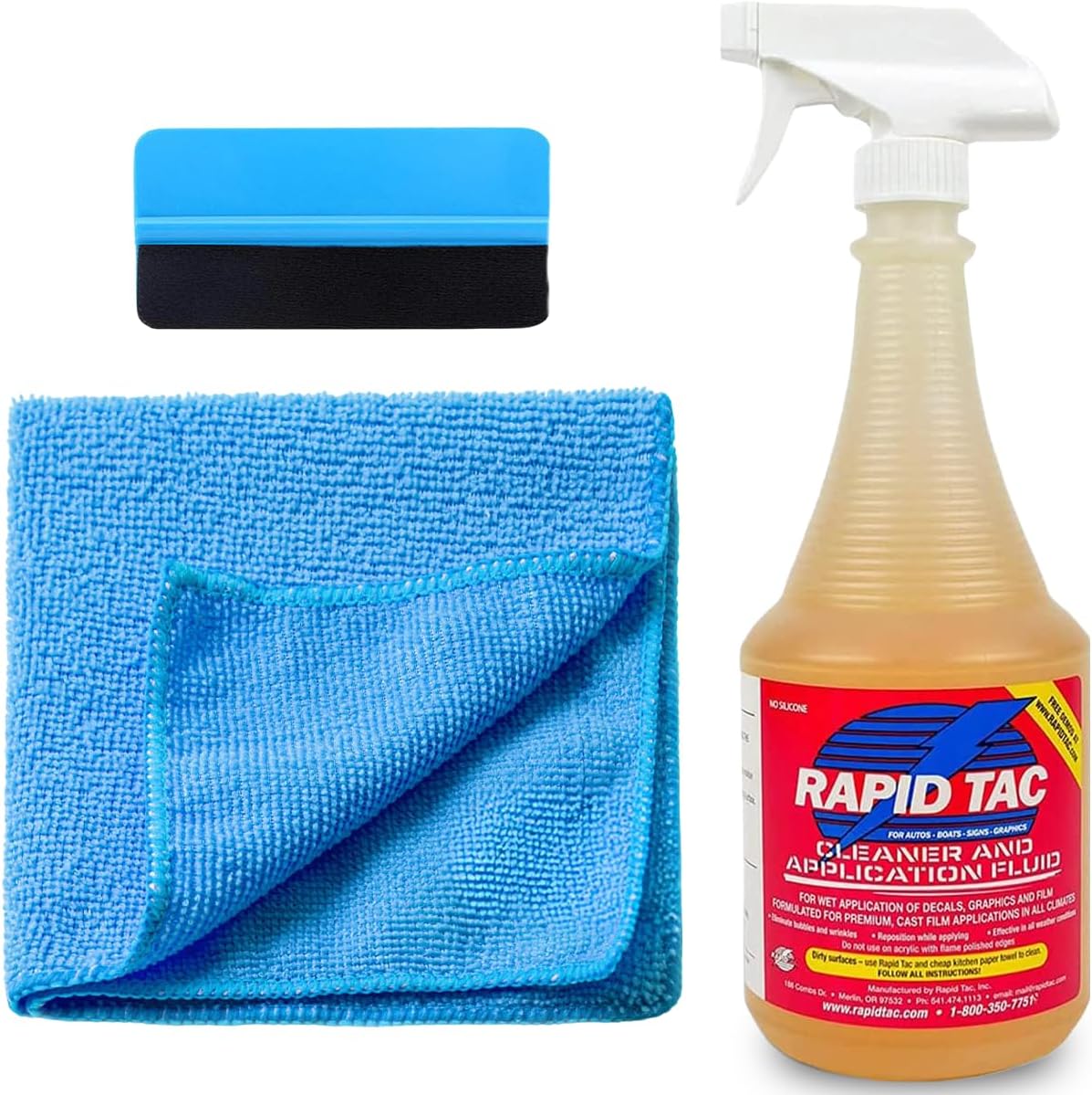Gold Label Detailing Rapid Tac Vinyl Wrap Application Fluid Kit with Squeegee and Towel