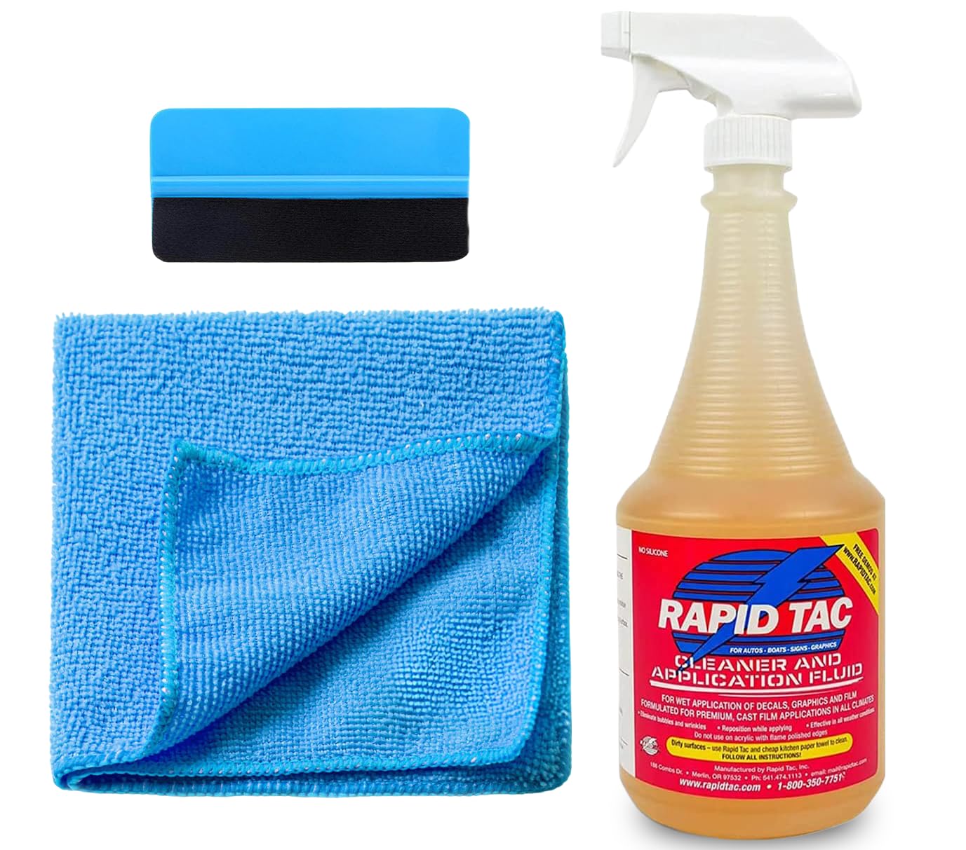 Gold Label Detailing Rapid Tac Vinyl Wrap Application Fluid Kit with Squeegee and Towel
