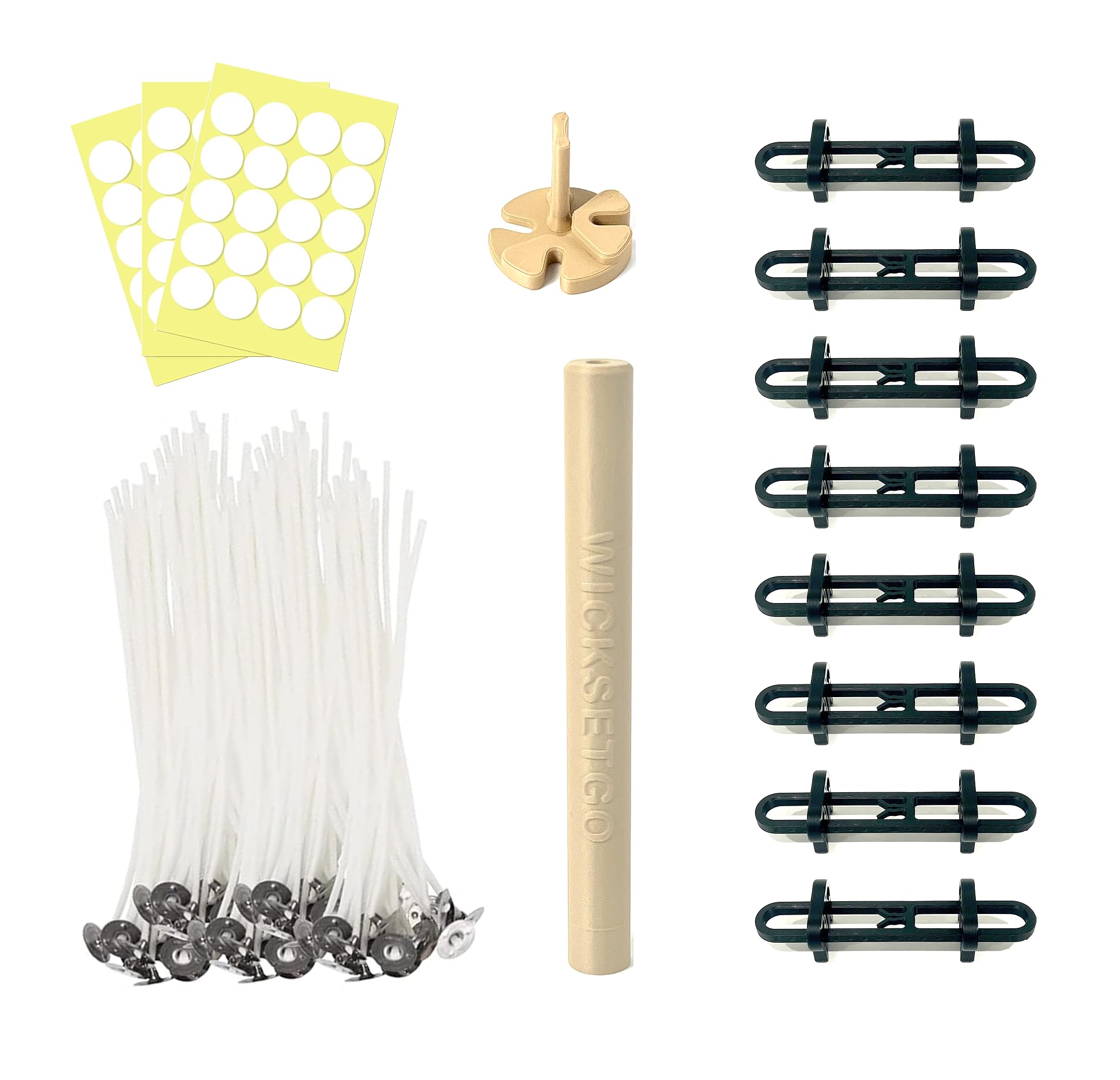 Centrador de mechas para fabricación de velas DIY en recipientes con kit de calcomanías