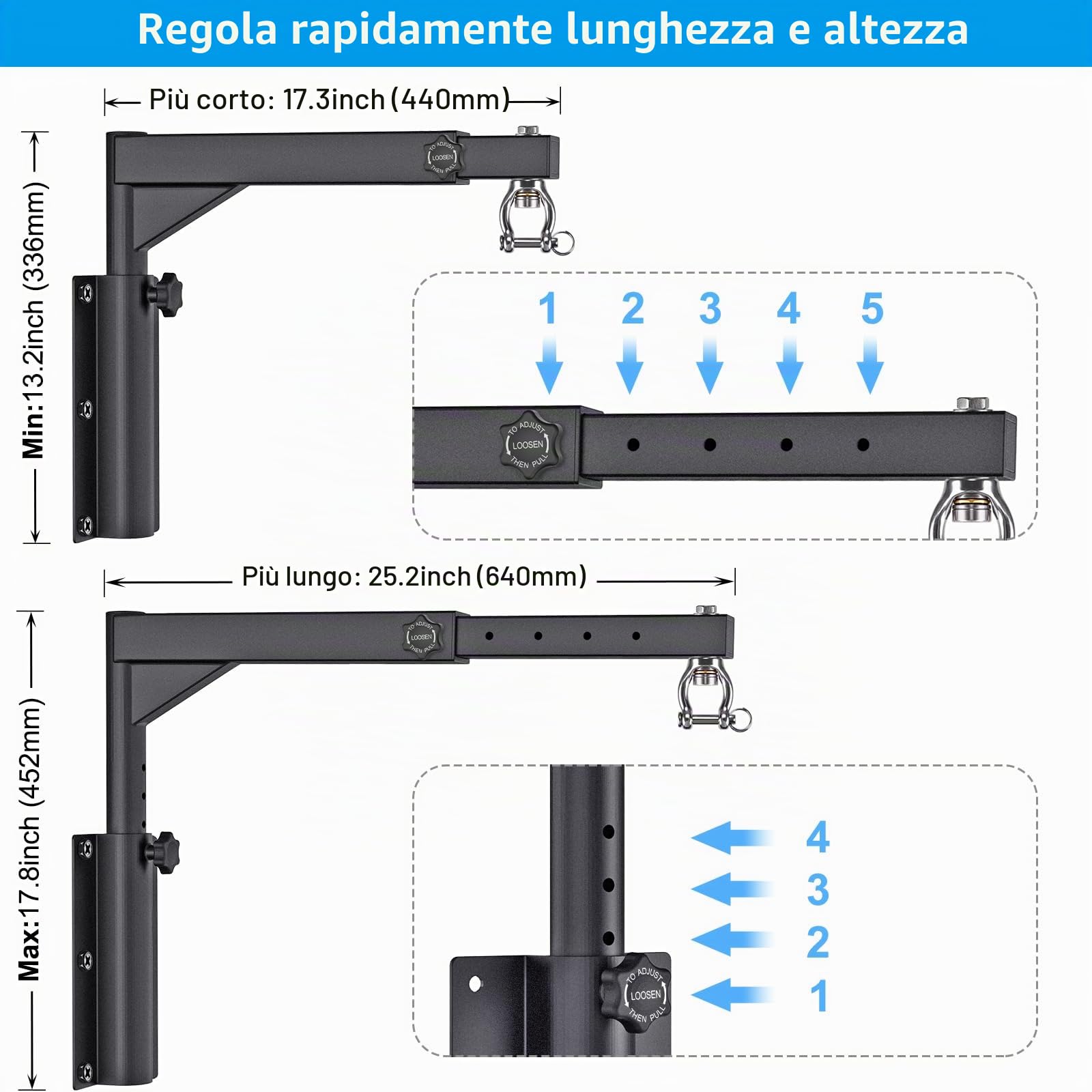 Kipika Supporto da parete per sacco da boxe, girevole, resistente, per casa, palestra, interni ed esterni, lunghezza regolabile per sacco da kickboxing, Muay Thai