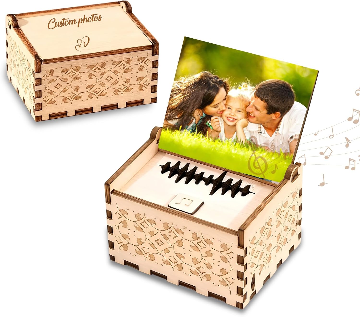 Amazon.com: QSZ Custom Wooden Photo Music Box with Text Personalized ...