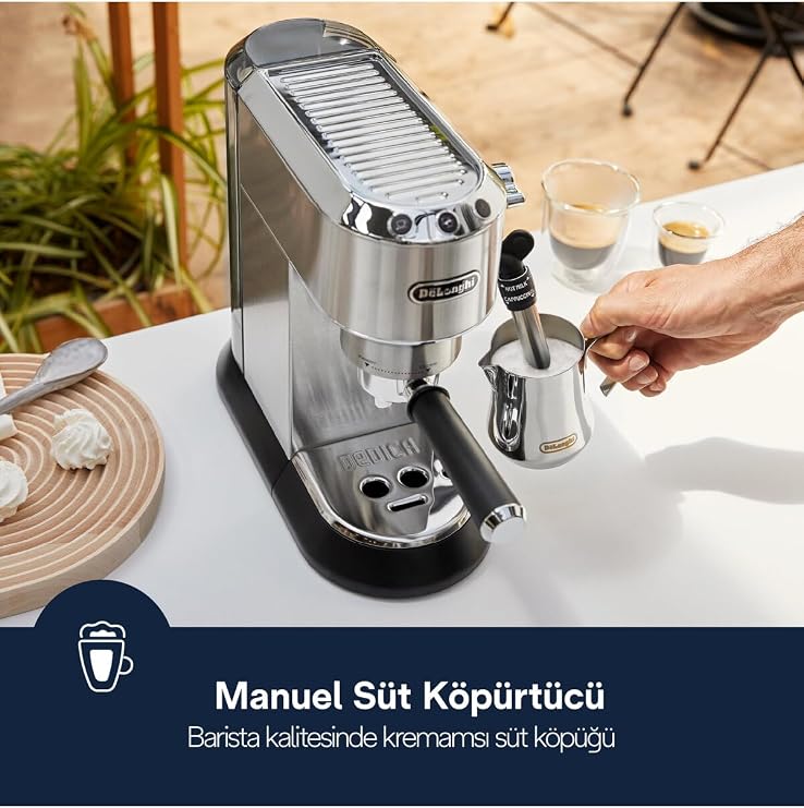 De'Longhi Dedica EC685.M Pump Espresso Coffee Machine Set - Silver (Extras)