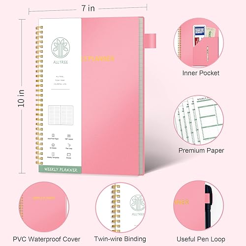 Miniatura 4 de Agenda semanal 2023, planificador académico con cubierta flexible, encuadernación en espiral, cuaderno de lista de tareas pendientes con 53 semanas,