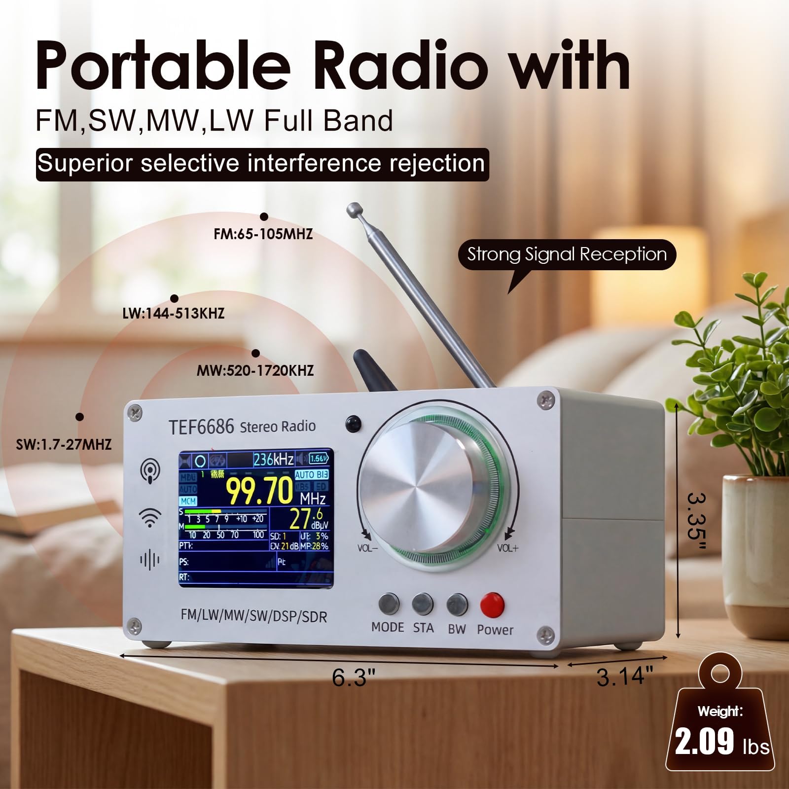 Amazon.com: KSAIPX TEF6686 Full Band DSP Radio, High Sensitivity