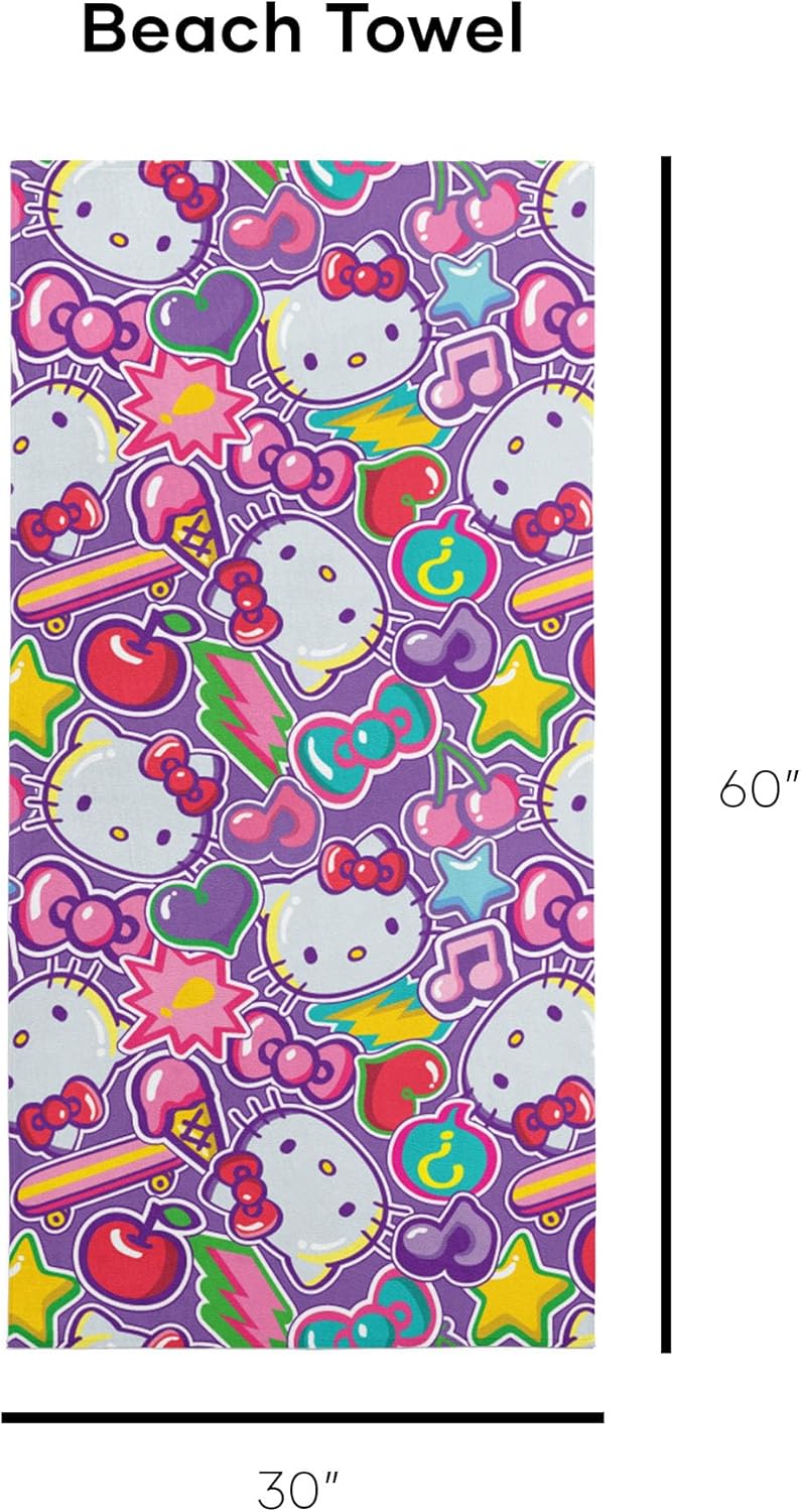 Northwest Hello Kitty Microfiber Beach Towel, 30" x 60", Cherry Summer